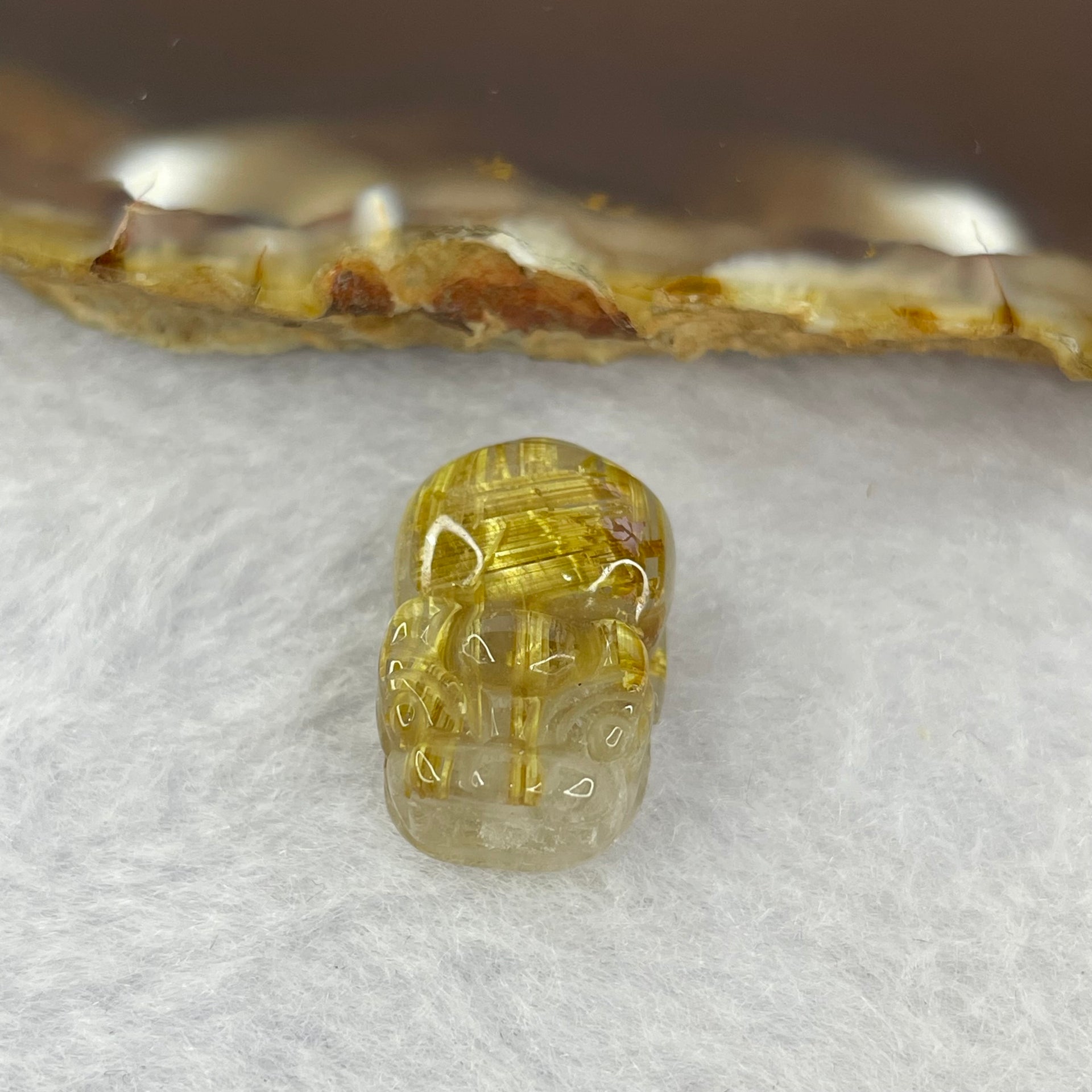 Good Grade Natural Golden Shun Fa Rutilated Quartz Pixiu Charm for Bracelet 天然金顺发水晶貔貅 3.04g 17.0 by 11.4 by 8.2mm - Huangs Jadeite and Jewelry Pte Ltd