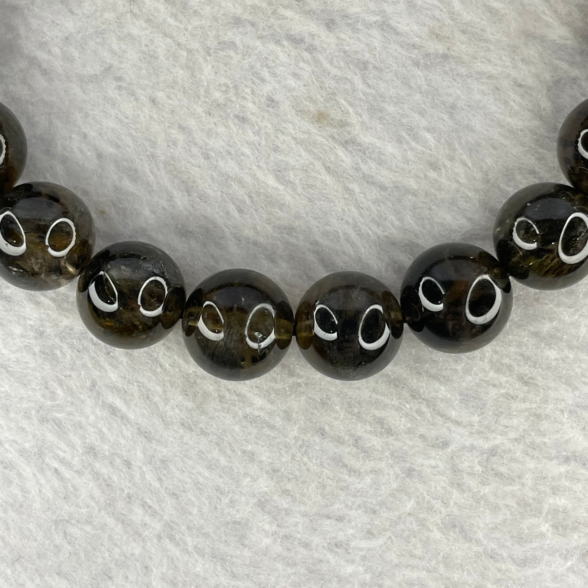 Natural Black Auralite Crystal Bracelet 黑极光手链 32.59g 11.0mm 19 Beads - Huangs Jadeite and Jewelry Pte Ltd