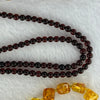 Natural Orange Yellow with Blood Red Amber Necklace 7.57g 8.5 by 7.1 by 6.2mm 17pcs