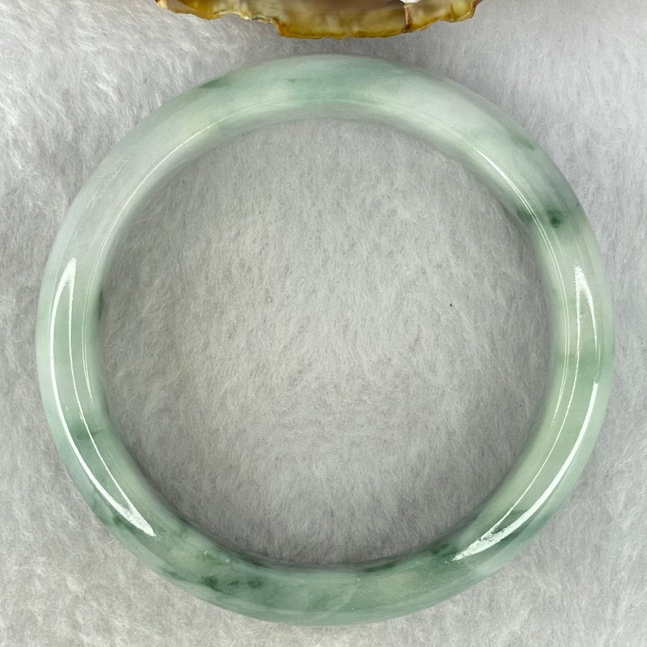 Type A Light Blueish Green Lavender with Moss Green Piao Hua Jadeite Bangle Internal Diameter 56.7mm 66.48g 16.7 by 8.7mm (Internal Lines)