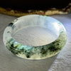 Transparent Colourless with Moss Green Piao Hua Sodium Feldspar Jade Bangle 水沫玉手镯 Internal Diameter 54.3mm 62.59g 16.2 by 9.9mm