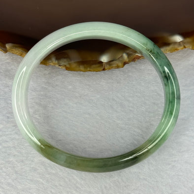 Type A Light Green with Green Piao Hua Jadeite Bangle 40.64g Internal Diameter 57.5mm 13.0 by 7.5mm (External Lines)