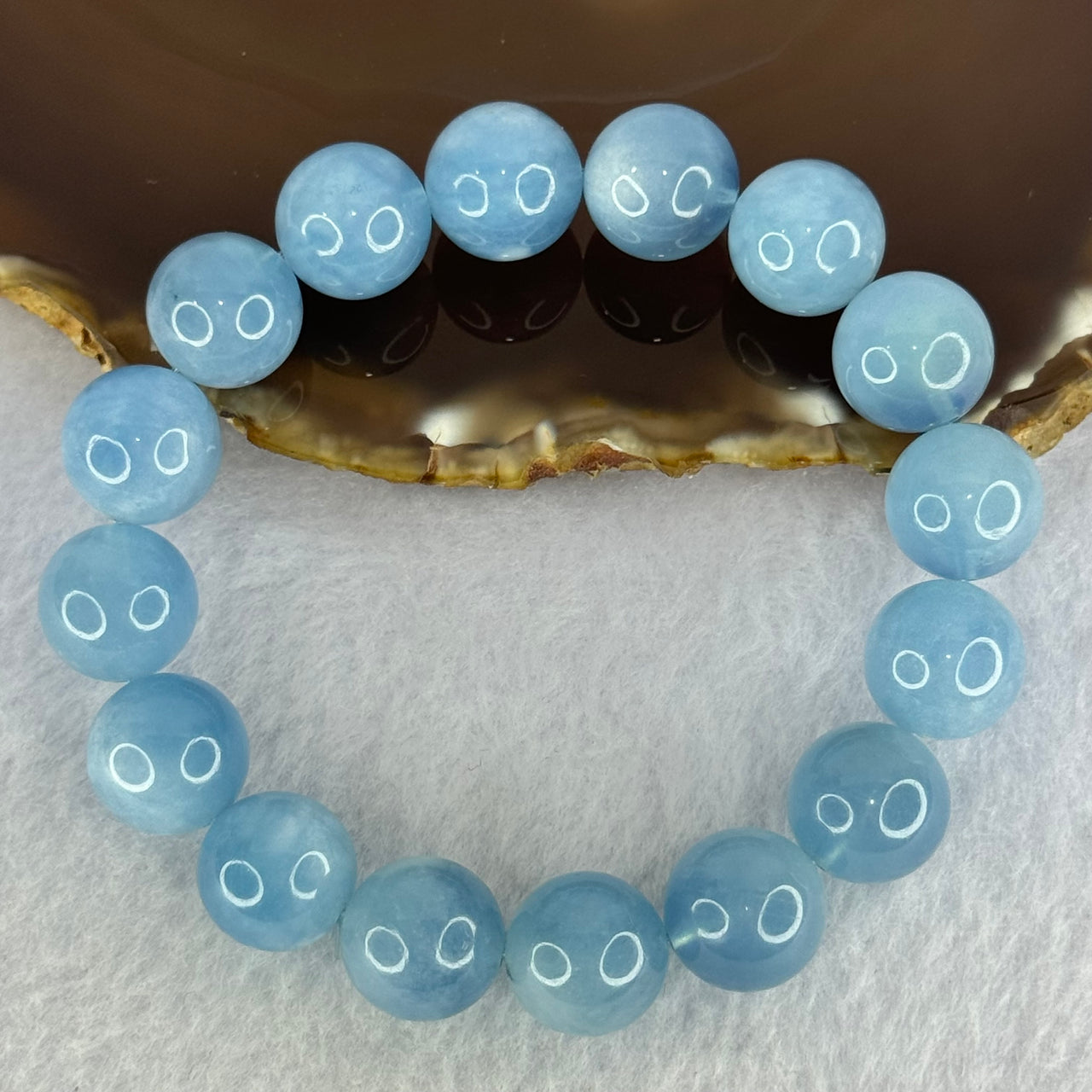 Natural Aquamarine Beads Bracelet 56.94g 19cm 13.8mm 16 Beads