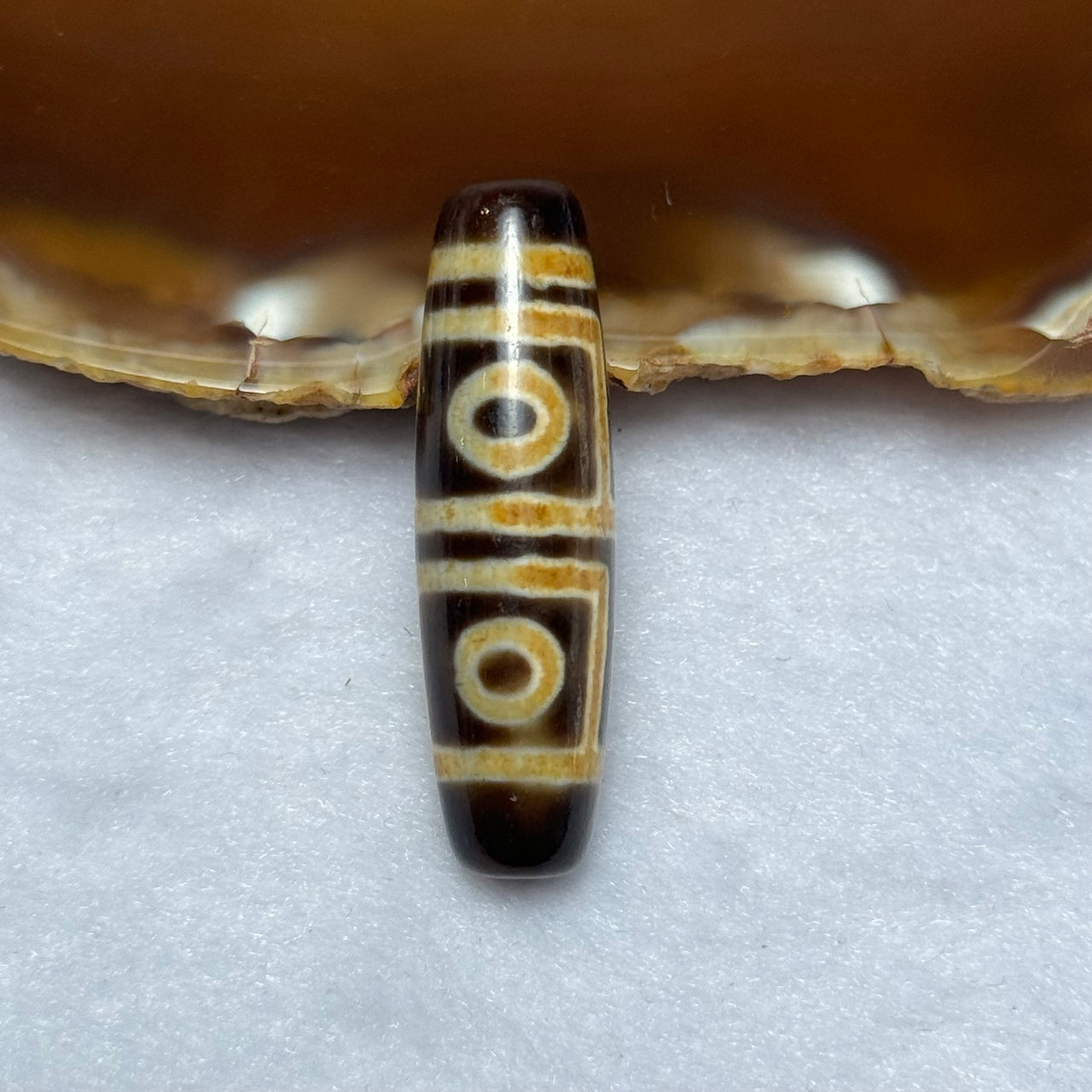 Natural Powerful Tibetan Old Oily Agate 4 Eyes Dzi Bead Heavenly Master (Tian Zhu) 四眼天诛 7.11g 38.1 by 11.1mm - Huangs Jadeite and Jewelry Pte Ltd