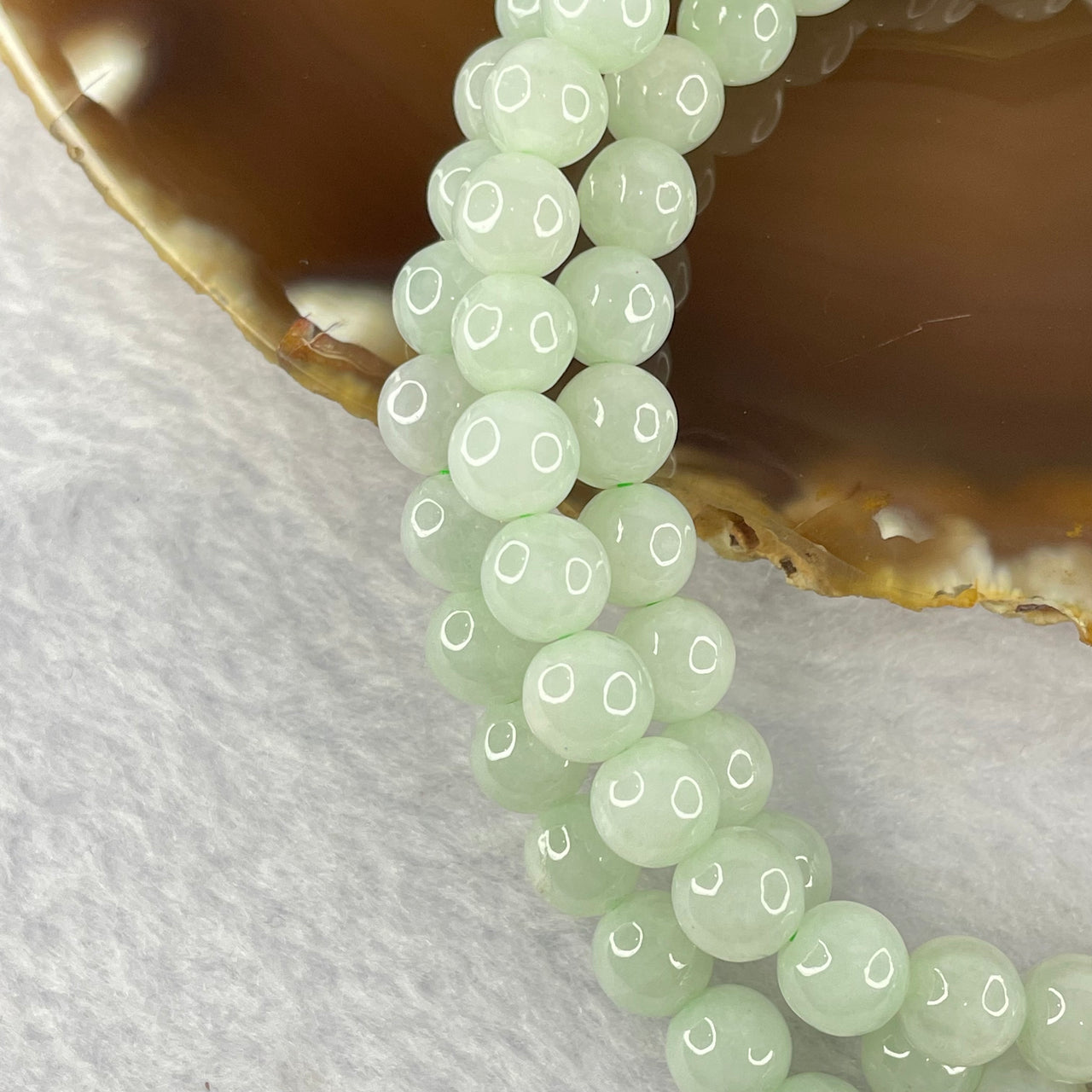 Type A Light Green Jadeite 108 beads necklace 57.18g 6.9mm - Huangs Jadeite and Jewelry Pte Ltd