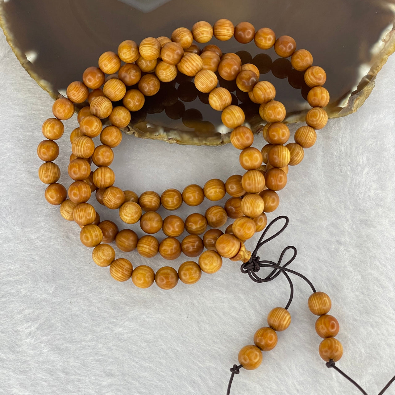 Natural Yabai Wood 崖柏 Beads Necklace 28.60g 7.9 mm 112+6 Beads - Huangs Jadeite and Jewelry Pte Ltd