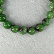 Natural Emerald And Ruby Zoisite Beads Bracelet 35.57g 16.5cm 10.4mm 19 Beads - Huangs Jadeite and Jewelry Pte Ltd