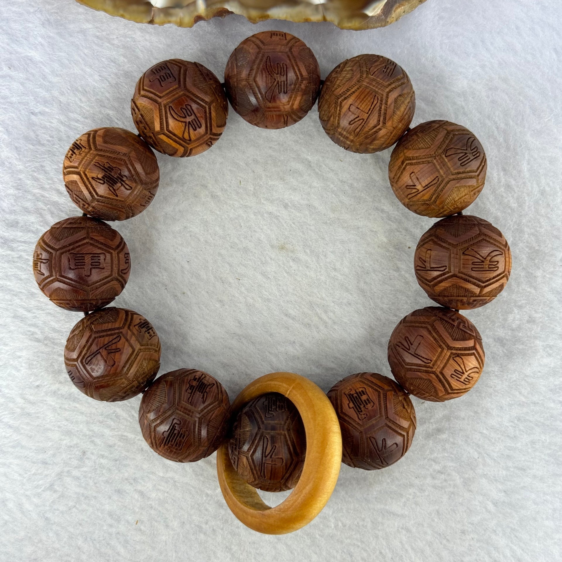 Natural Yabai Prosperity Beads Bracelet for Wealth Attraction and Retention 天然崖柏木天下富贵手链 49.53g 20.8mm 12 Beads / Ring 8.3 by 5.5 mm - Huangs Jadeite and Jewelry Pte Ltd