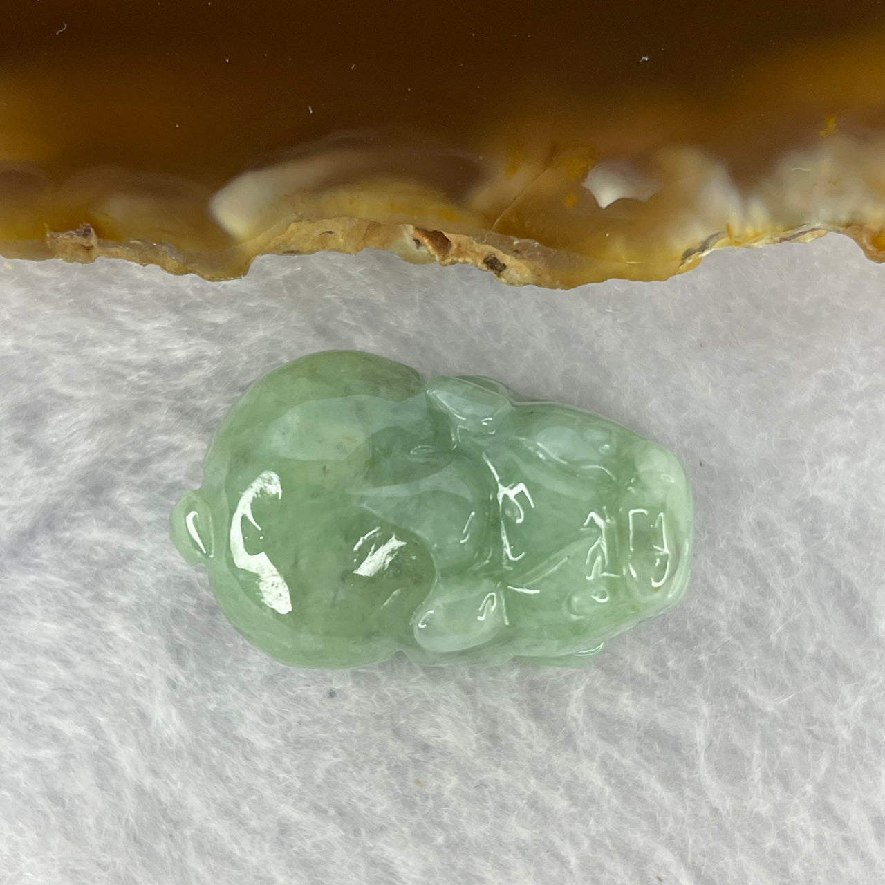 Type A Jelly Light Green Jadeite Pixiu Pendent A货浅绿色翡翠貔貅牌 9.72g 23.7 by 14.7 by 14.0 mm - Huangs Jadeite and Jewelry Pte Ltd