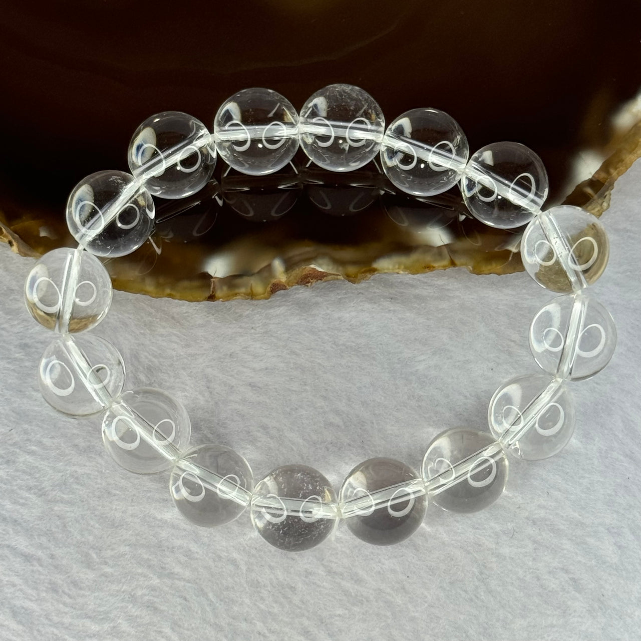 Natural Clear Quartz Beads Bracelet 天然白水晶手链 45.74g 17.5cm 12.9mm 16 Beads