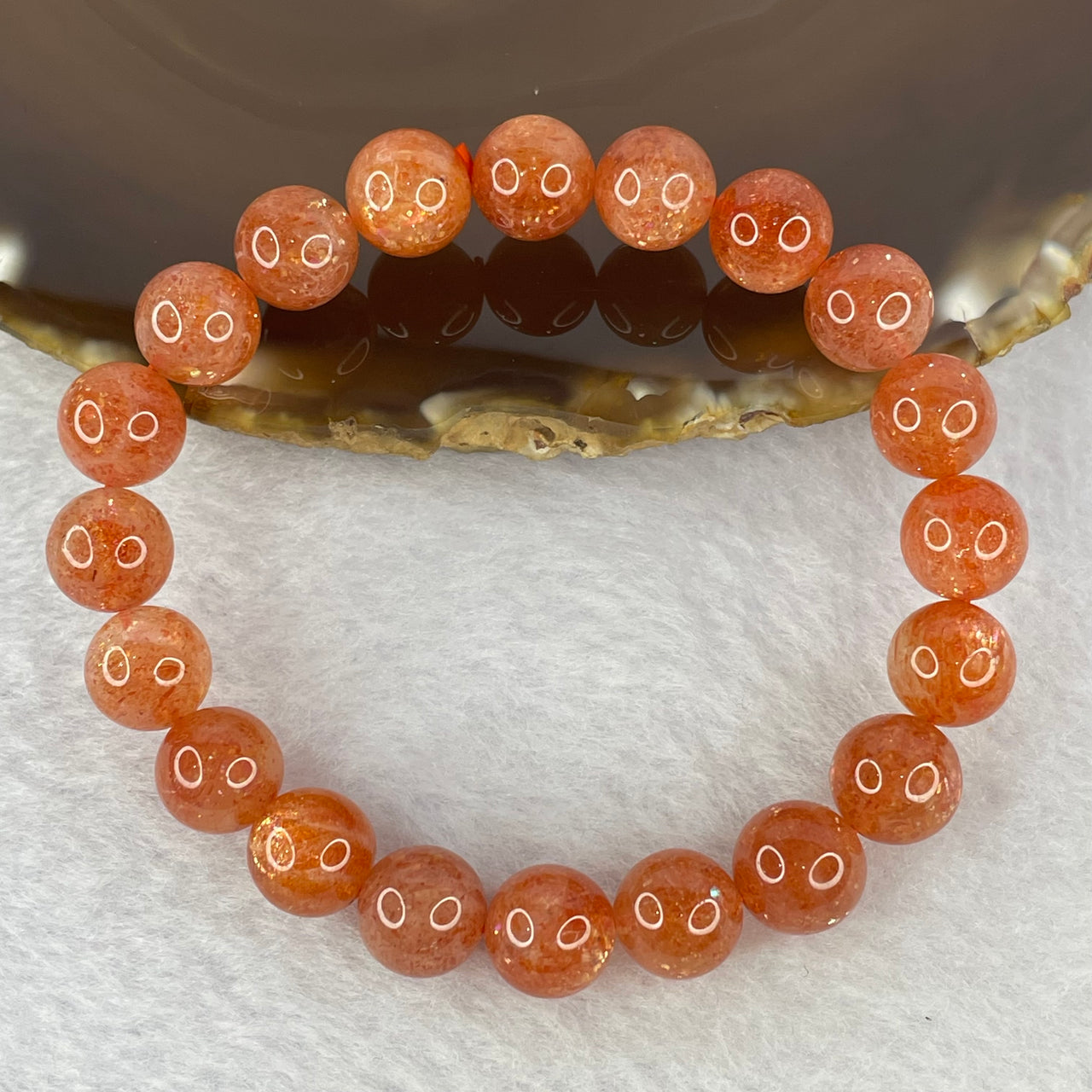 Good Grade Natural Sunstone, Heliolite and Aventurine Feldapar Beads Bracelet 天然金太阳日光石珠手链 24.39g 16cm 9.8 mm 20 Beads - Huangs Jadeite and Jewelry Pte Ltd