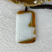 Type A Faint Lavender Green with Brown Patch Shan Shui with Buddha Pendent 25.00g 40.9 by 30.0 by 6.2 mm - Huangs Jadeite and Jewelry Pte Ltd