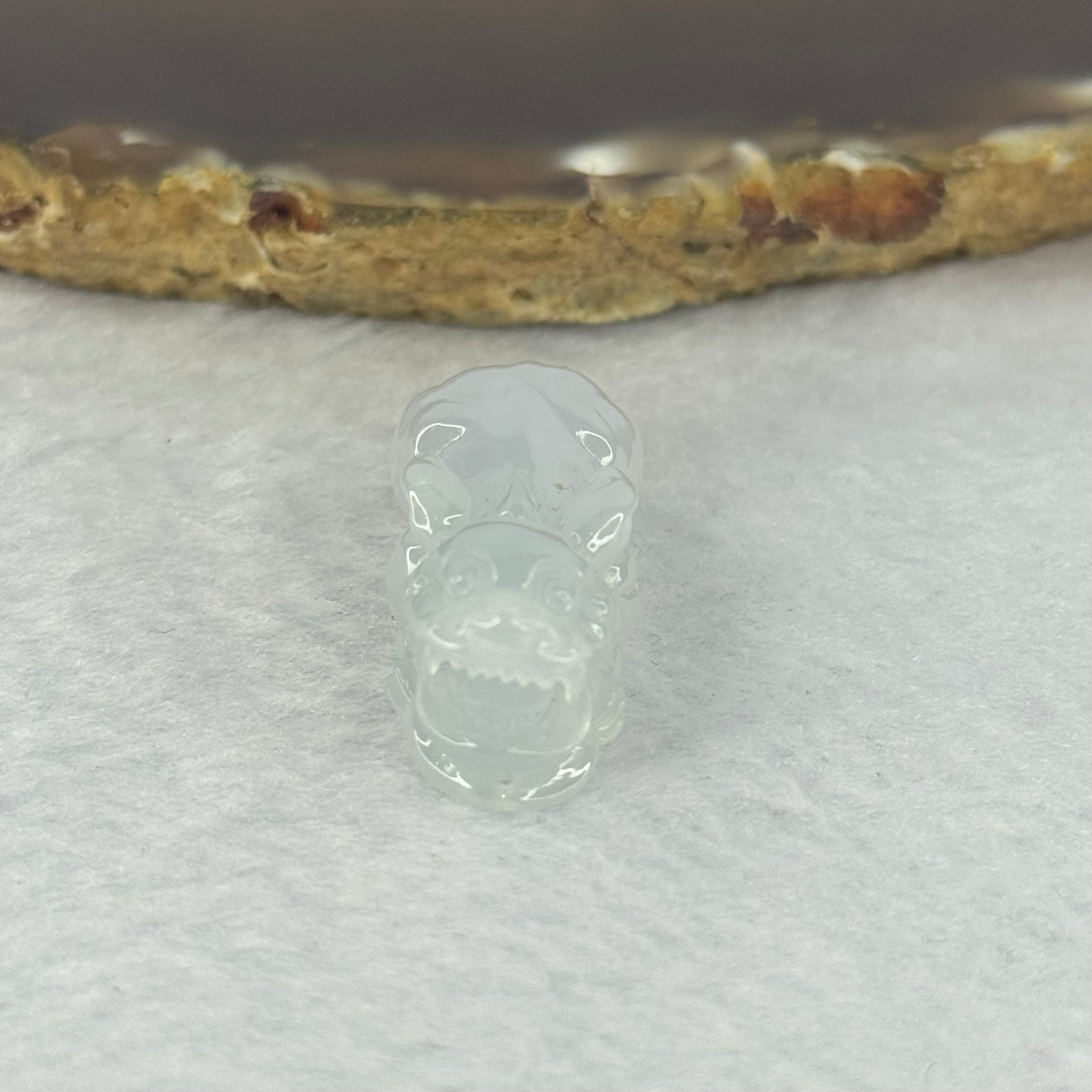 Type A Icy White Jadeite Pixiu Charm 8.06g 30.6 by 13.3 by 11.5mm - Huangs Jadeite and Jewelry Pte Ltd