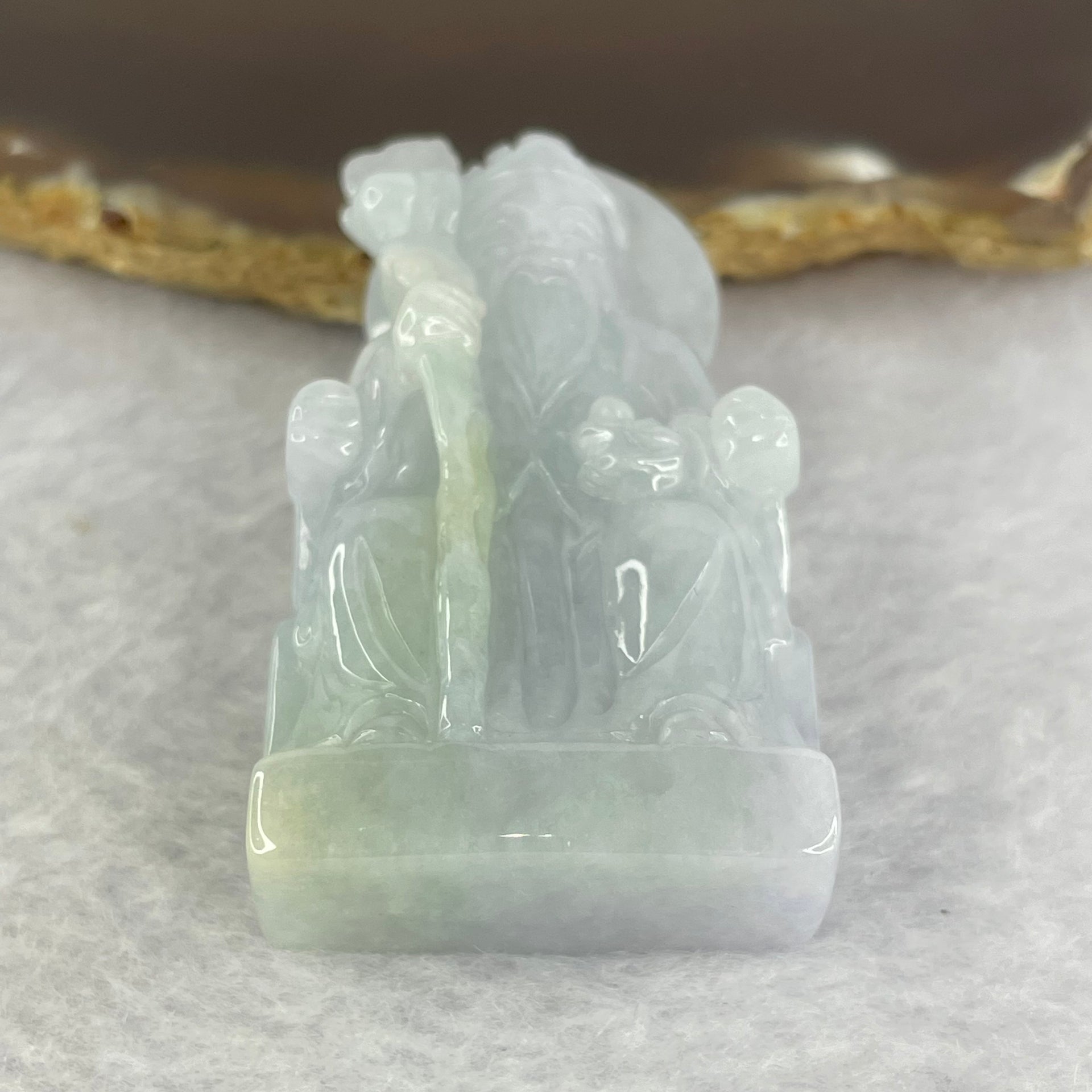 Type A Lavender Green Jadeite Tua Pek Kong 他伯公 Pendant 51.89g 54.3 by 31.5 by 16.2mm - Huangs Jadeite and Jewelry Pte Ltd