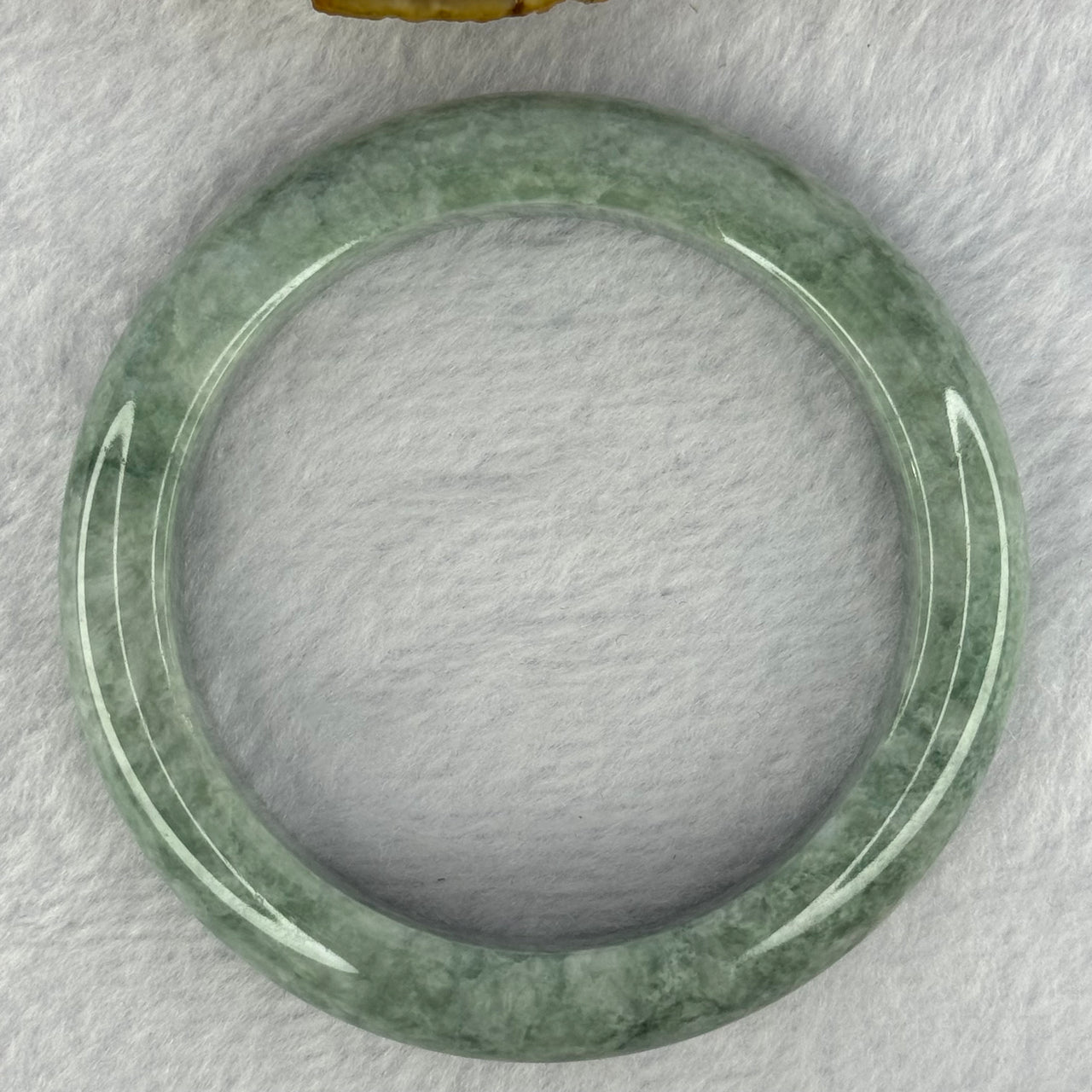 Type A Blueish Green with White Spots Jadeite Bangle 72.39g 13.4 by 9.6mm Inner Diameter 59.8mm (Very Slight External Rough)