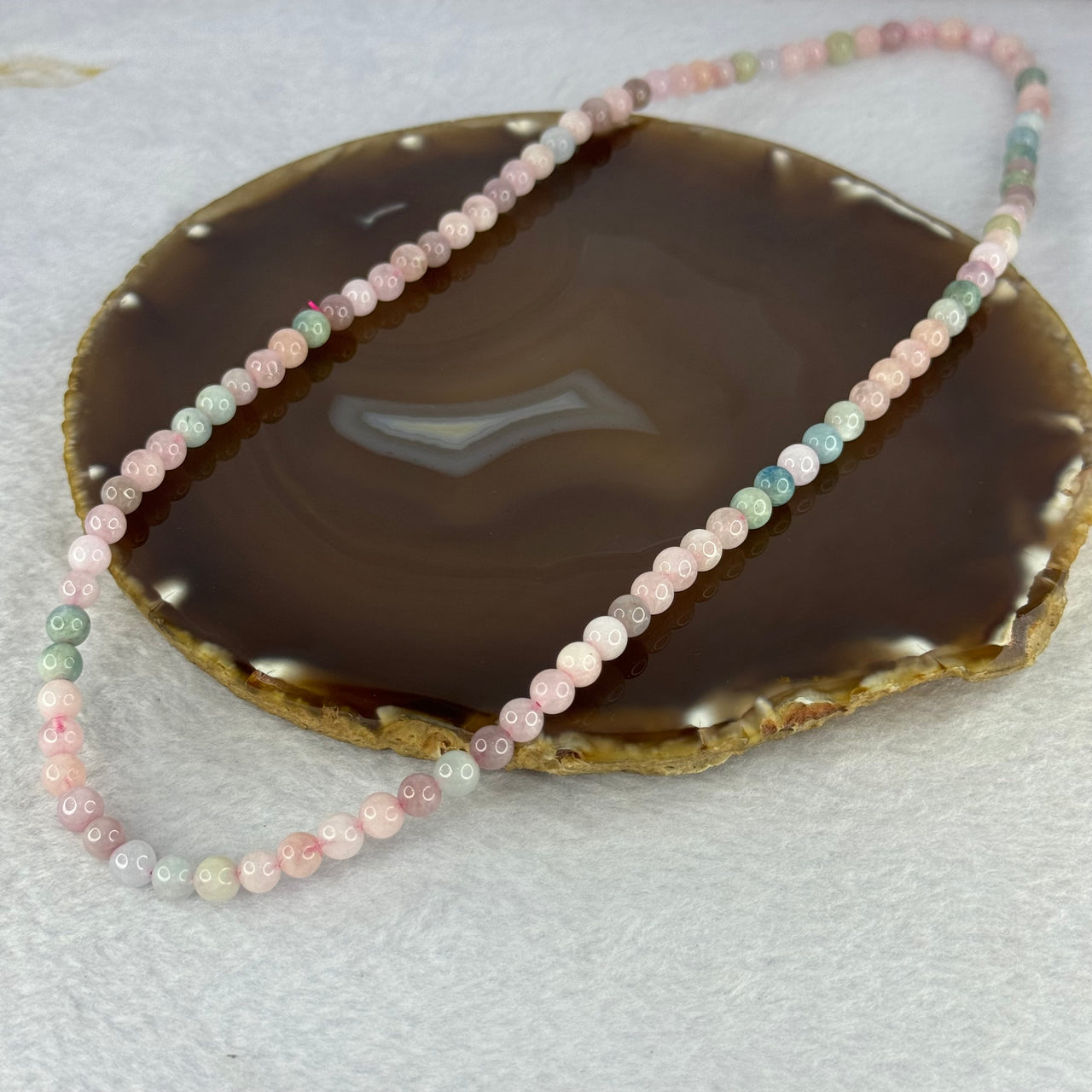 Natural Morganite Necklace 27.73g 6.2mm 95 Beads Elastic 55cm - Huangs Jadeite and Jewelry Pte Ltd