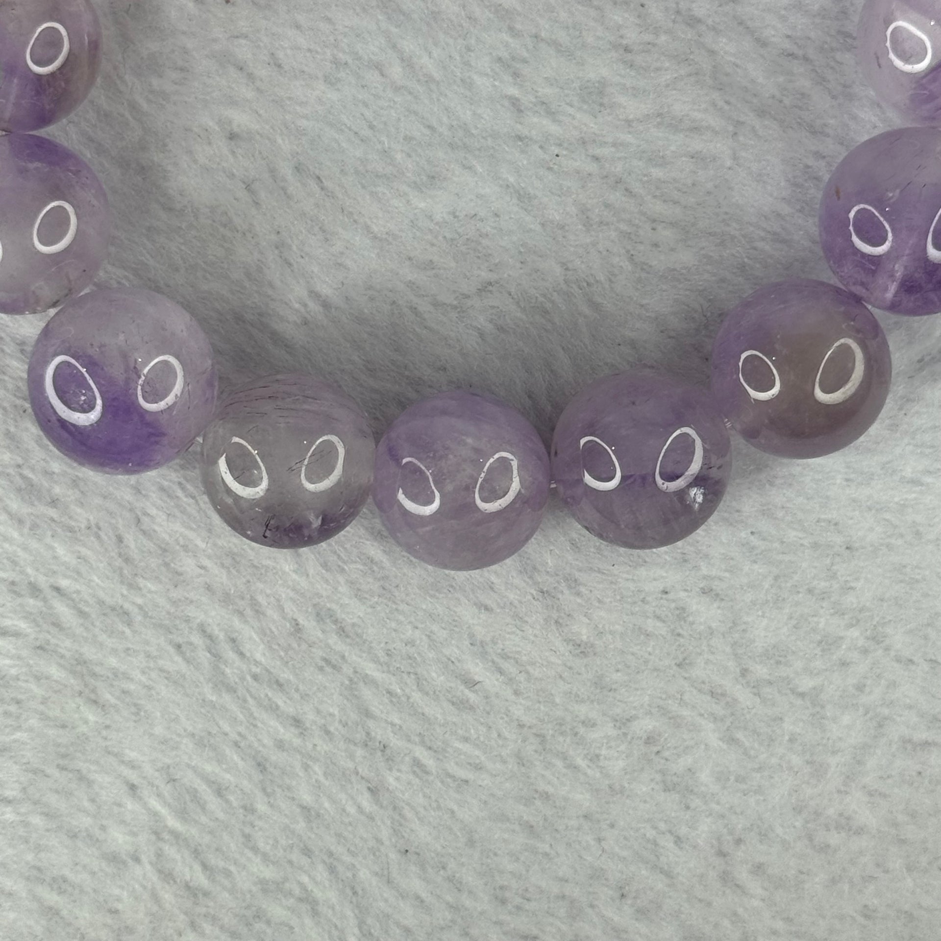 Natural Super 7 Amethyst Beads Bracelet 天然紫超七手链 60.00g 18.5cm 14.8mm 15 Beads - Huangs Jadeite and Jewelry Pte Ltd