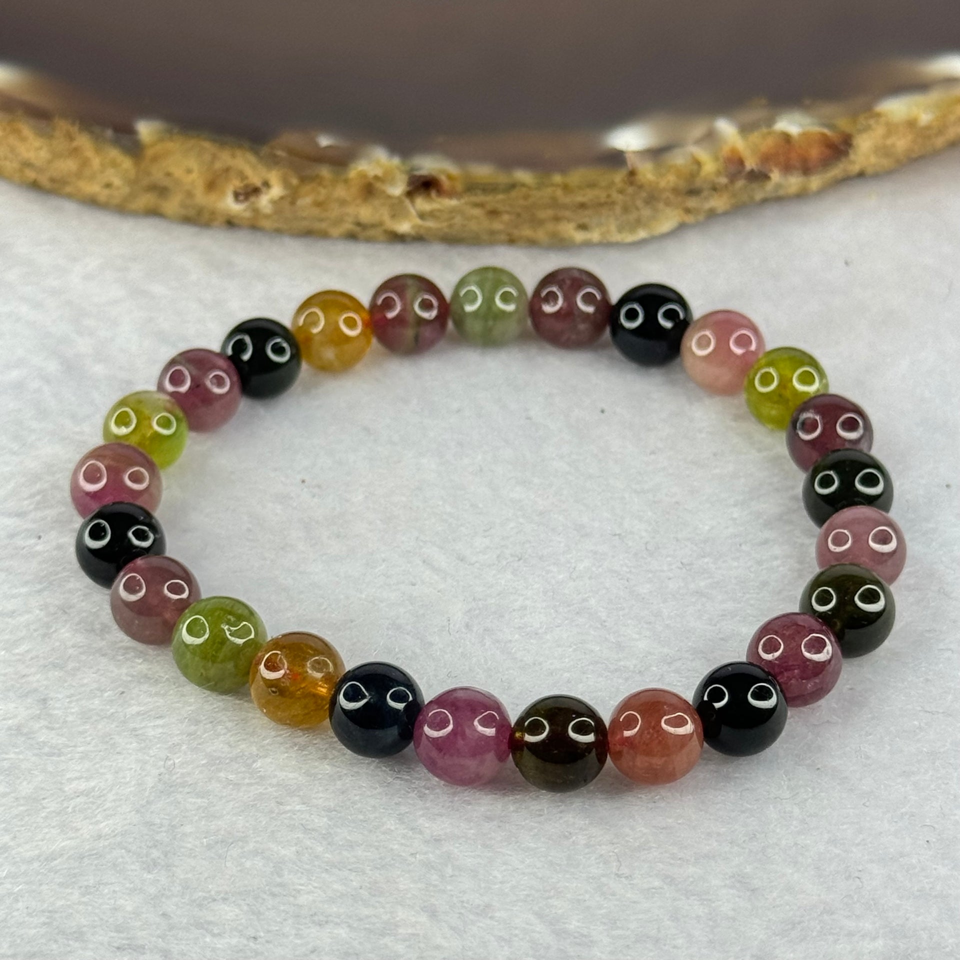 Good Grade Natural Tourmaline Beads Bracelet 好的天然碧玺珠手链 14.29g 15cm 7.2mm 25 Beads - Huangs Jadeite and Jewelry Pte Ltd