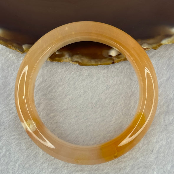 Transparent Peach Yellow Quartzite Jade Bangle 天山水沫玉手镯 43.05g Internal Diameter 48.3mm 13.3 by 9.3mm