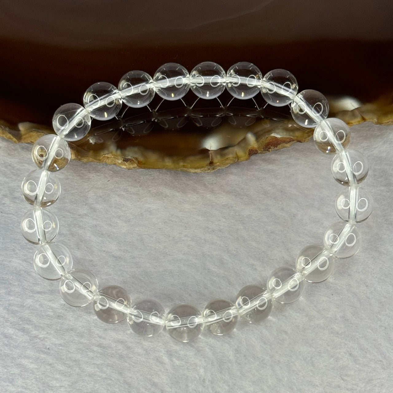 Natural Clear Quartz Bracelet 天然白水晶手链 18.64g 16.5cm 8.4mm 24 Beads