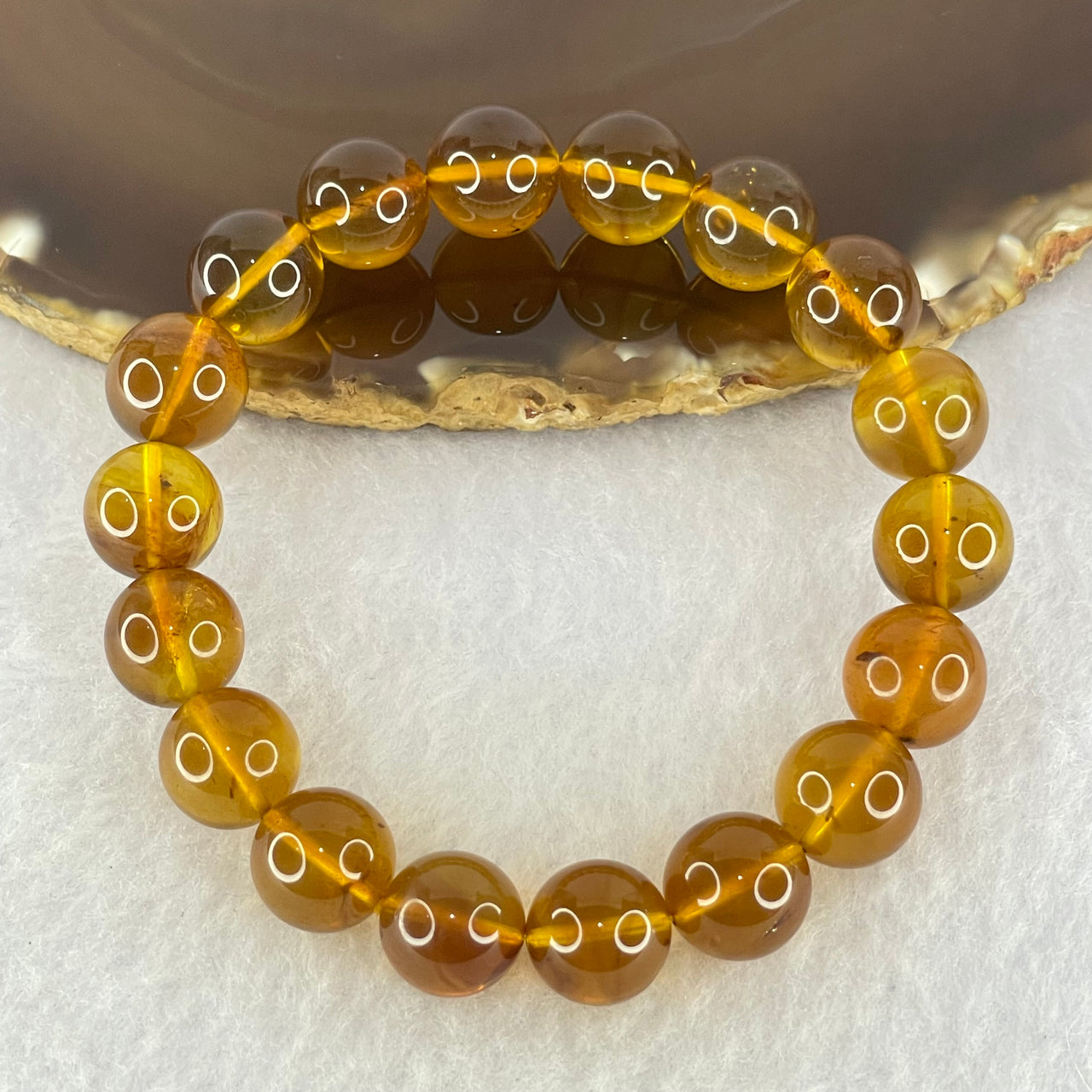 Natural Yellow Purple Amber Beads Bracelet 天然巨峰紫葡萄琥珀手链 13.74g 17cm 11.7mm 18 Beads