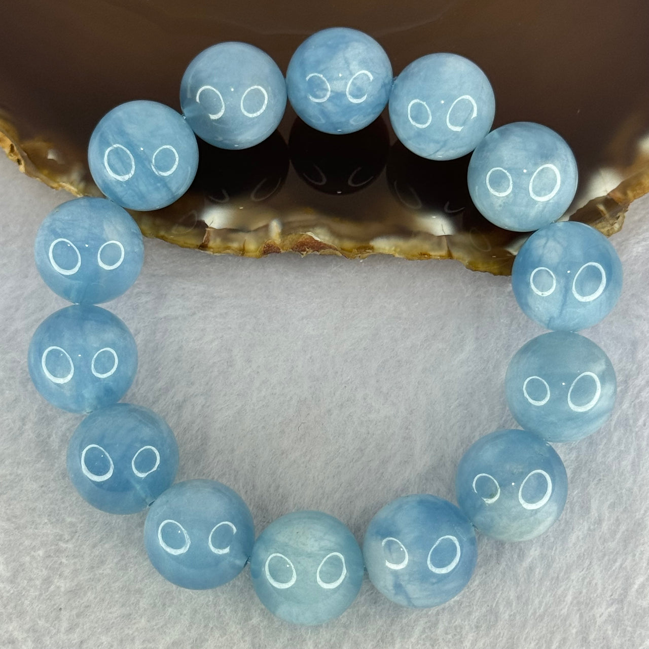 Natural Aquamarine Beads Bracelet 75.87g 19cm 16.0mm 14 Beads