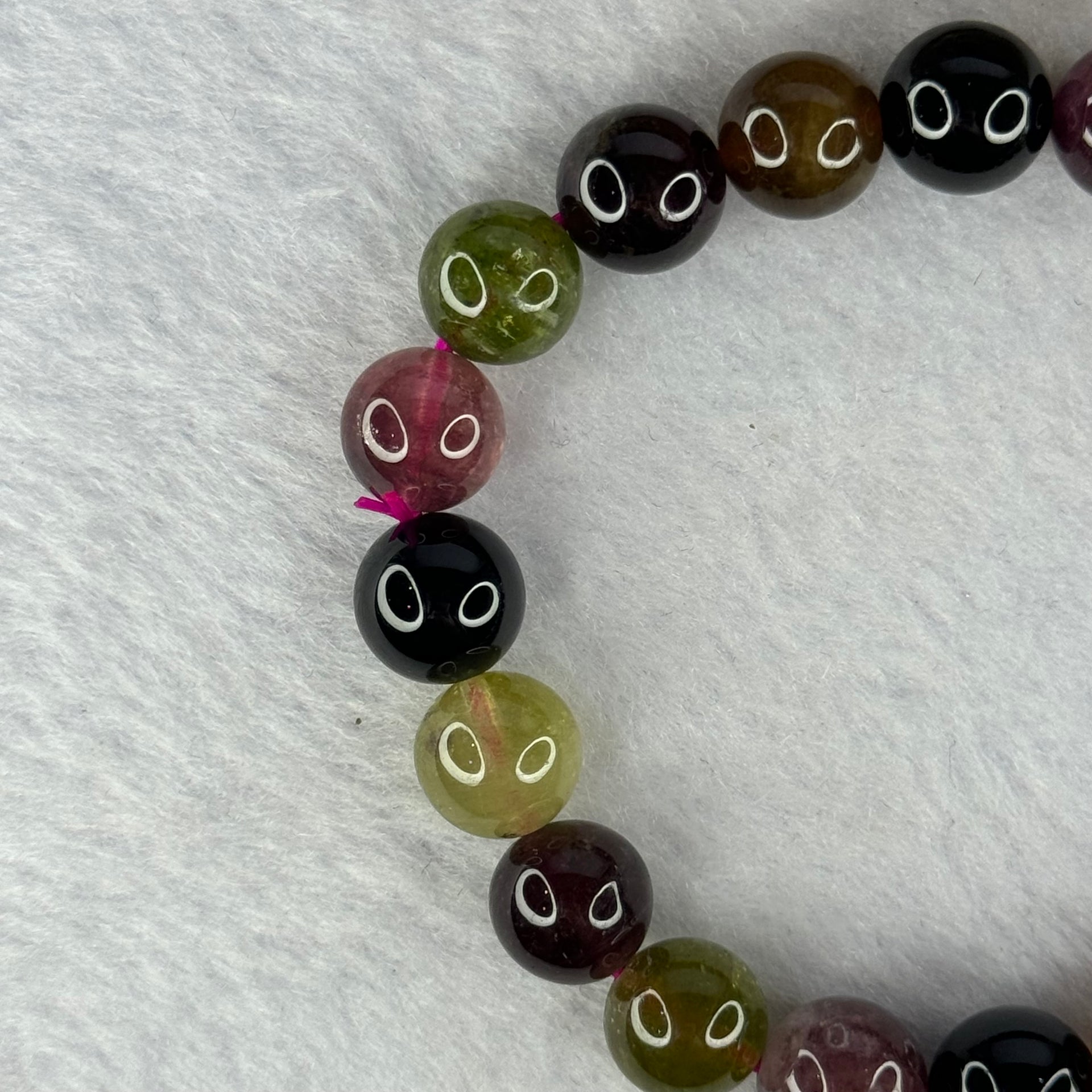 Good Grade Natural Tourmaline Beads Bracelet 好的天然碧玺珠手链 28.83g 16.5cm 9.8mm 20 Beads - Huangs Jadeite and Jewelry Pte Ltd