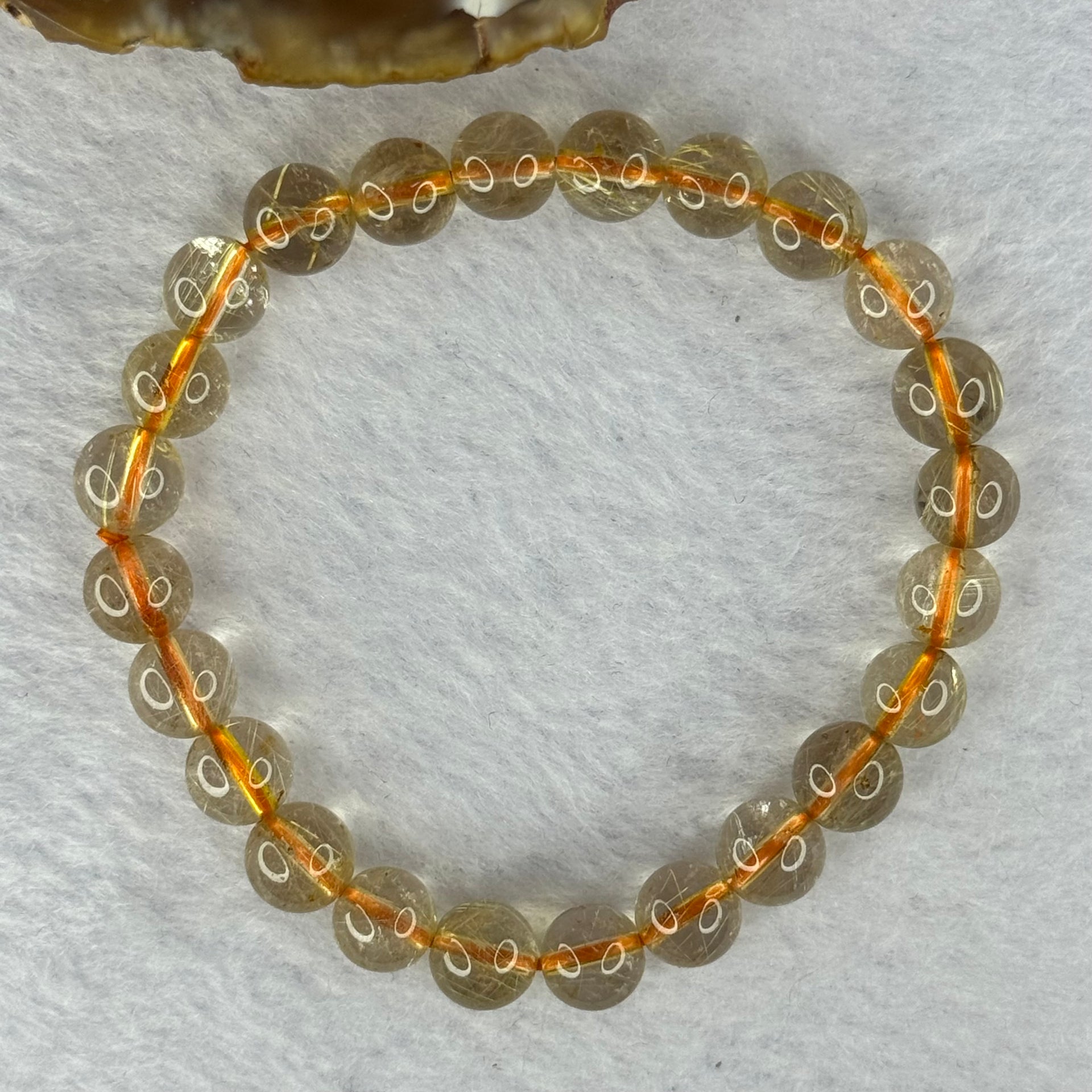 Natural Golden Rutilated Quartz Beads 天然金发水晶手链 14.95g 15cm 7.8mm 24 Beads - Huangs Jadeite and Jewelry Pte Ltd