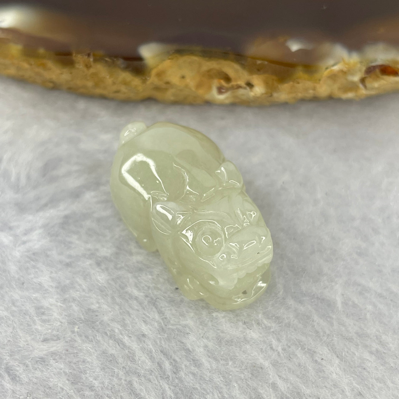 Type A Jelly Faint Yellow Jadeite Pixiu Pendent A货浅黄色翡翠貔貅牌 6.60g 22.1 by 12.6 by 11.4 mm - Huangs Jadeite and Jewelry Pte Ltd