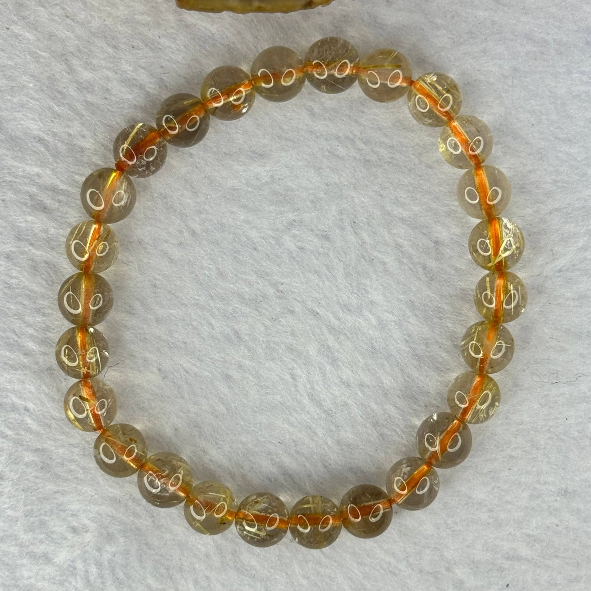 Natural Golden Rutilated Quartz Beads 天然金发水晶手链 12.59g 15cm 7.3mm 26 Beads - Huangs Jadeite and Jewelry Pte Ltd