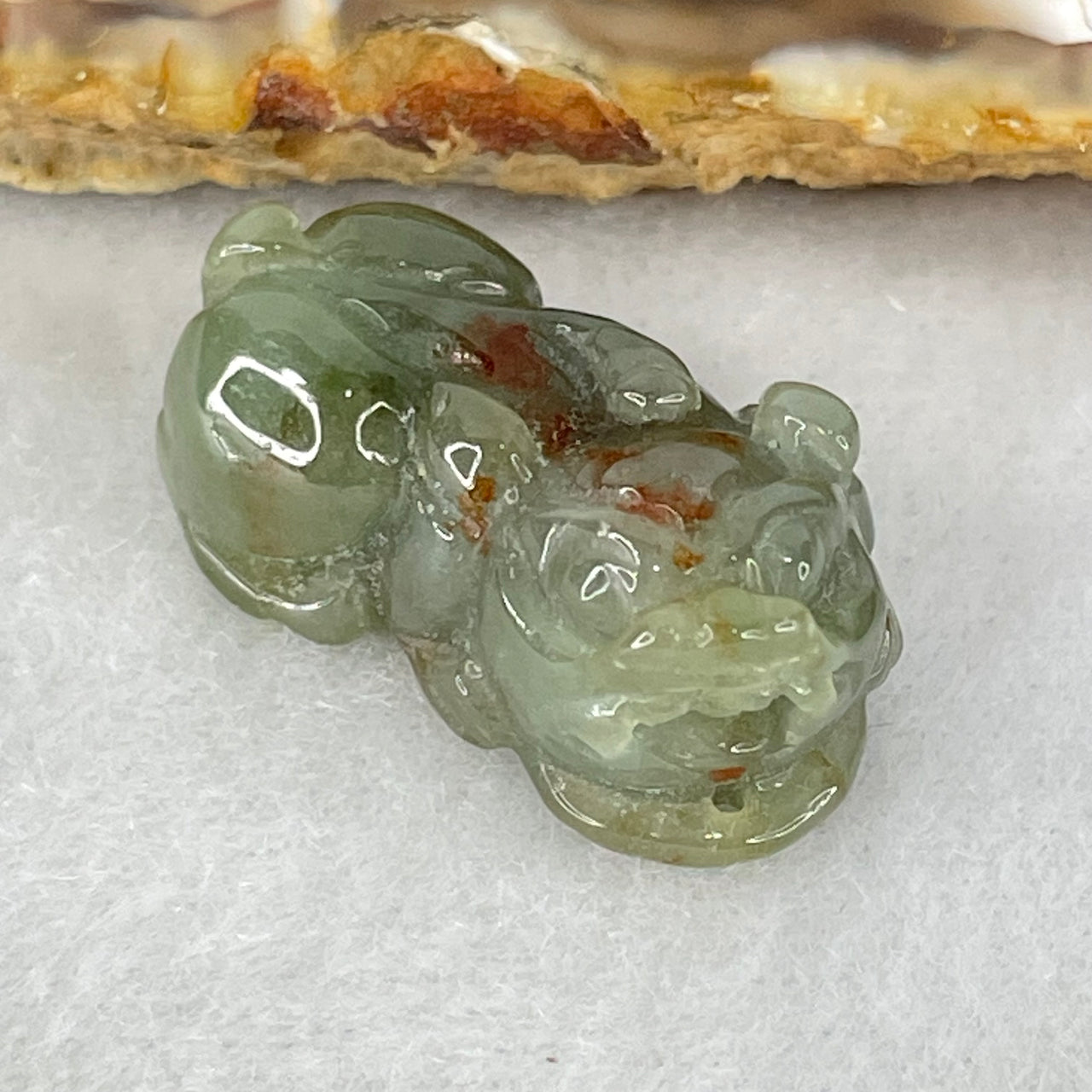 Type A Dark Brown on Blueish Green Jadeite Pixiu Charm 7.34g 24.8 by 14.0 by 11.2mm