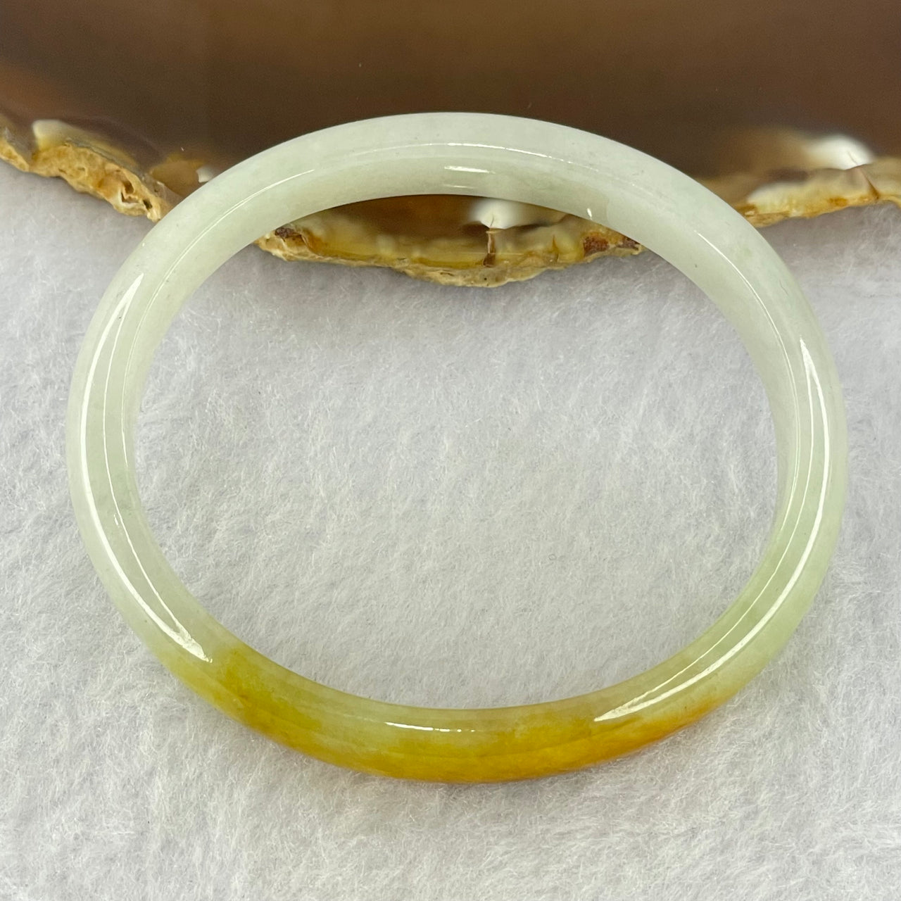 Type A Semi Icy Faint Green Lavender and Yellow Brown Jadeite Oval Bangle Internal Diameter 55.9mm 27.70g 9.9 by 5.9mm