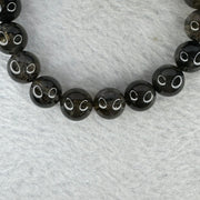 Natural Black Auralite Crystal Bracelet 黑激光手链 34.63g 11.3 mm 18 Beads - Huangs Jadeite and Jewelry Pte Ltd