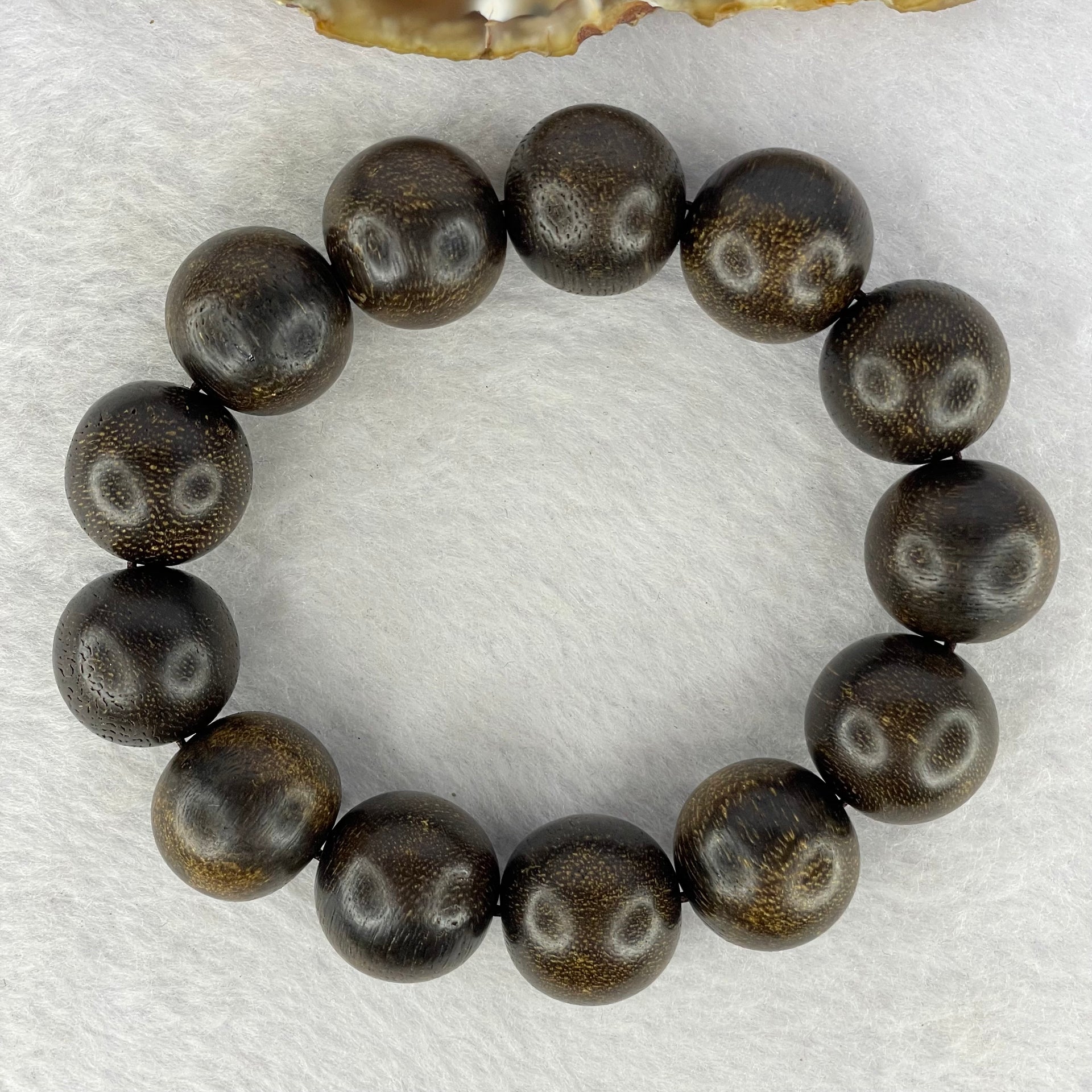 Natural Old Wild Malaysia Agarwood Bracelet (Sinking Type) 天然老野生马来西亚沉香手链 44.76g 20cm 18.5mm 13 Beads - Huangs Jadeite and Jewelry Pte Ltd