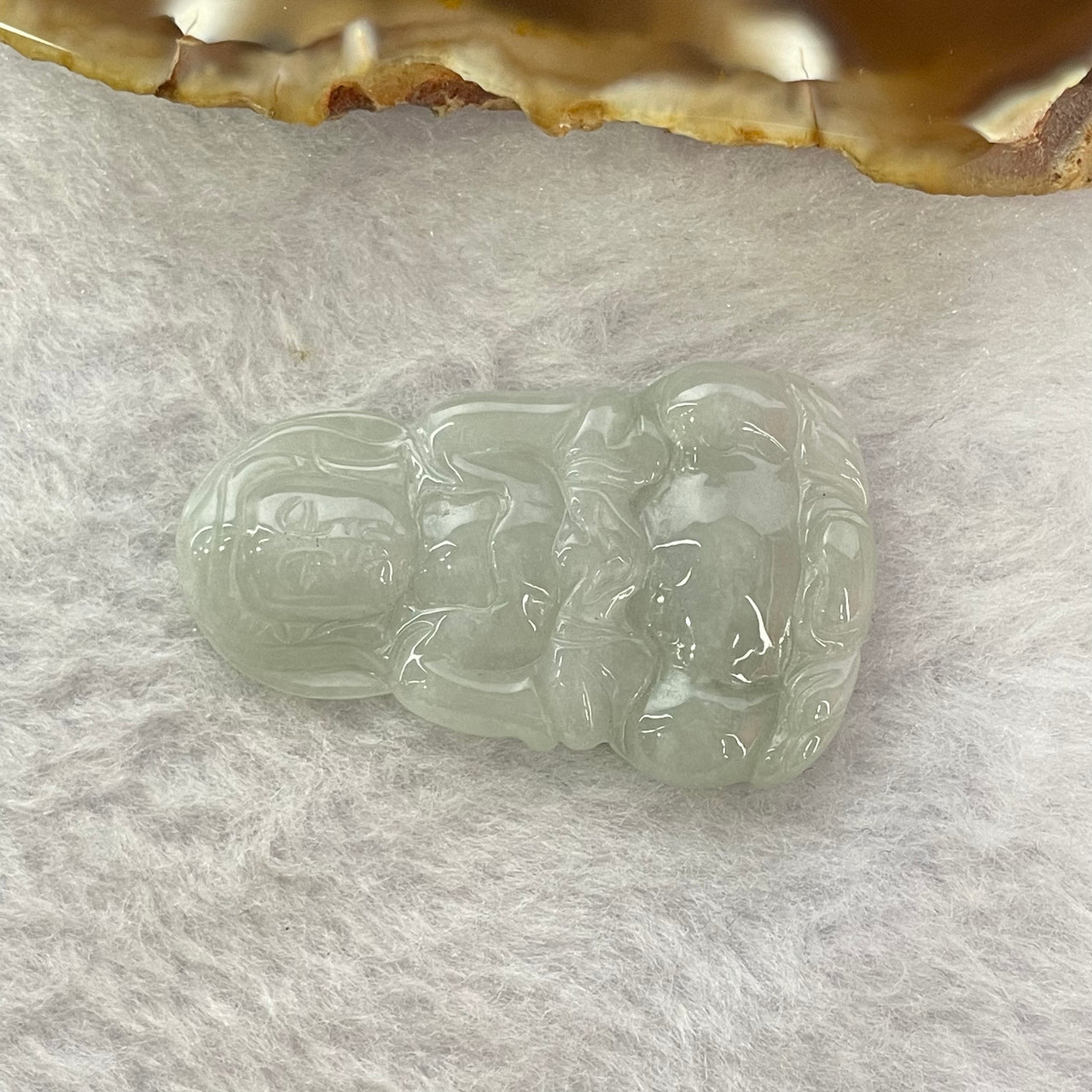 Type A Green Jadeite Guan Yin Pendant 6.98g  40.6 by 24.7 by 4.5mm - Huangs Jadeite and Jewelry Pte Ltd