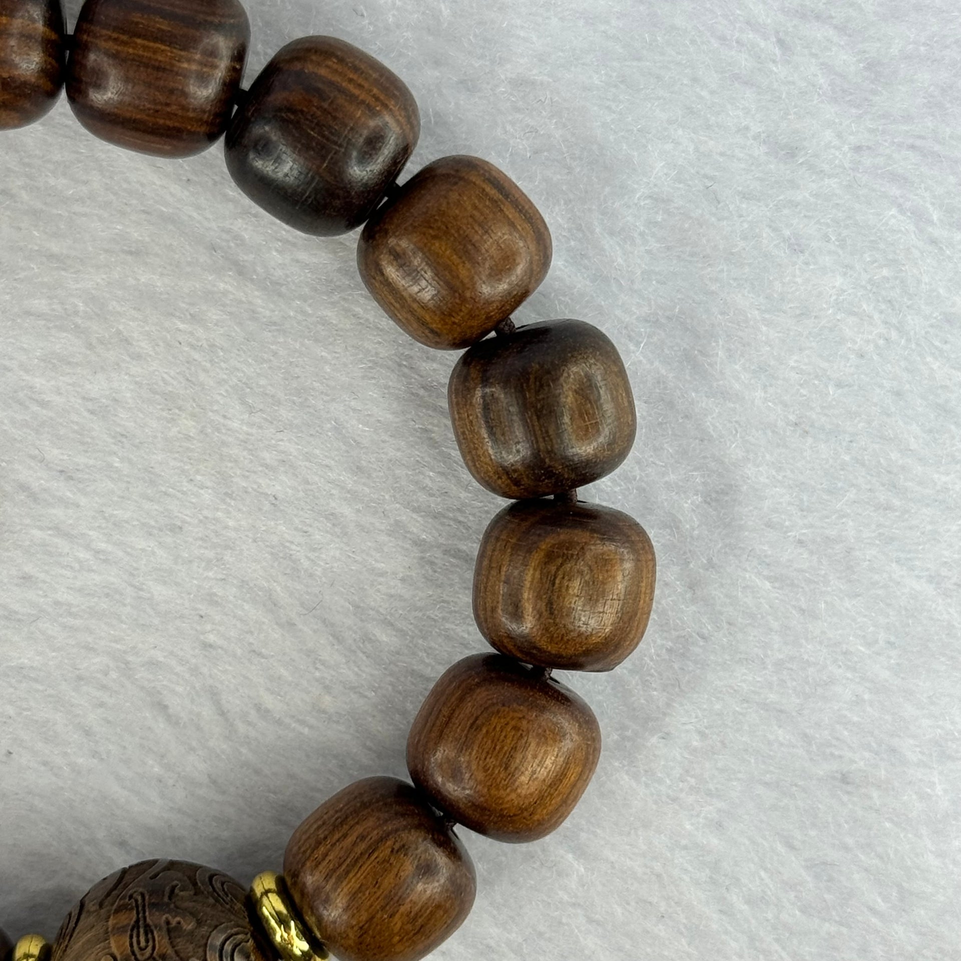 Natural Black Rosewood Beads Bracelet With Ping An Kou Donut and Double Pixiu with Coin Bead 天然黑花梨木手链 20.06g 17.5cm 12.3mm 16 Beads 15.3mm 1pcs - Huangs Jadeite and Jewelry Pte Ltd