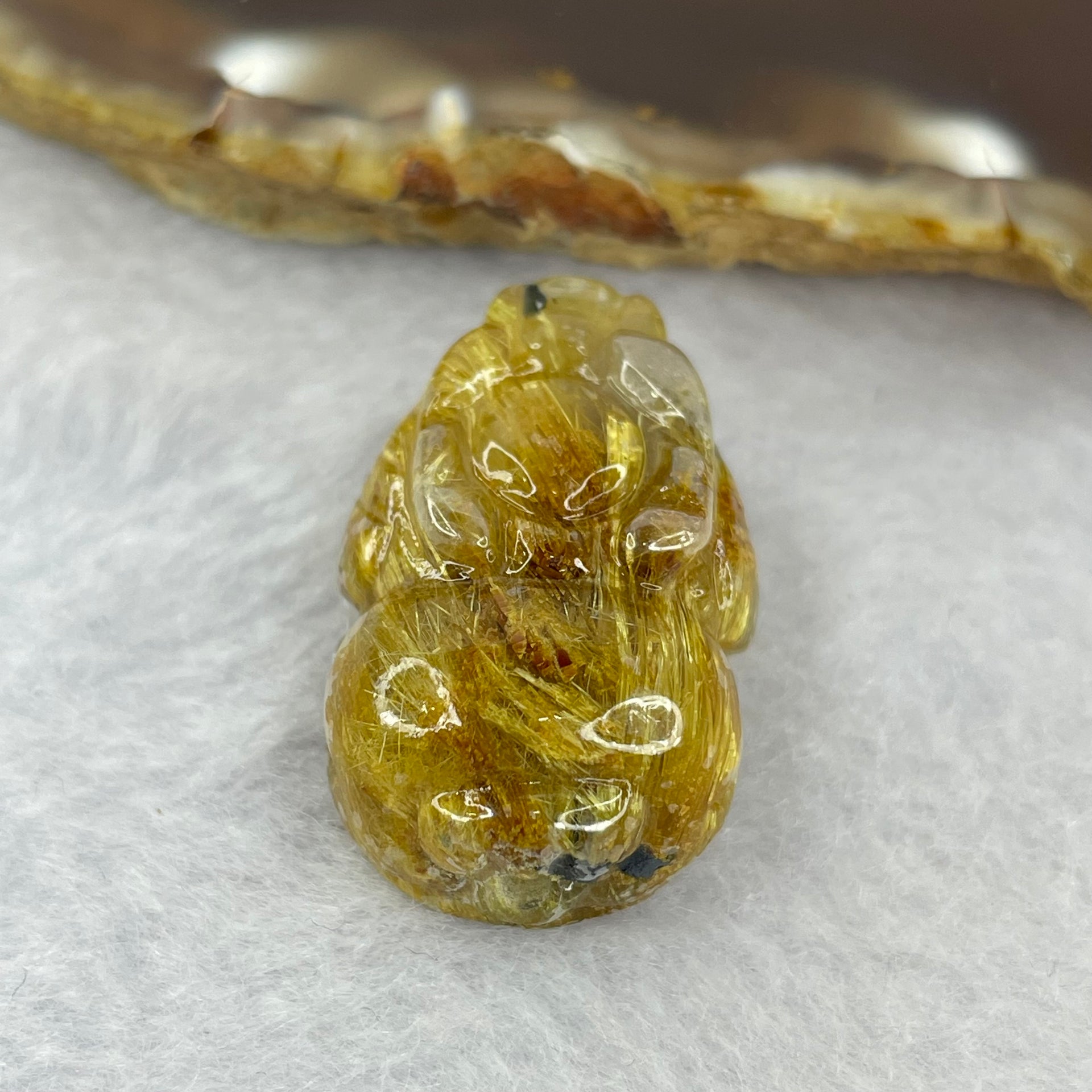 Good Grade Natural Golden Shun Fa Rutilated Quartz Pixiu Charm for Bracelet 天然金顺发水晶貔貅 10.48g by 27.6 by 17.7 by 12.3mm - Huangs Jadeite and Jewelry Pte Ltd