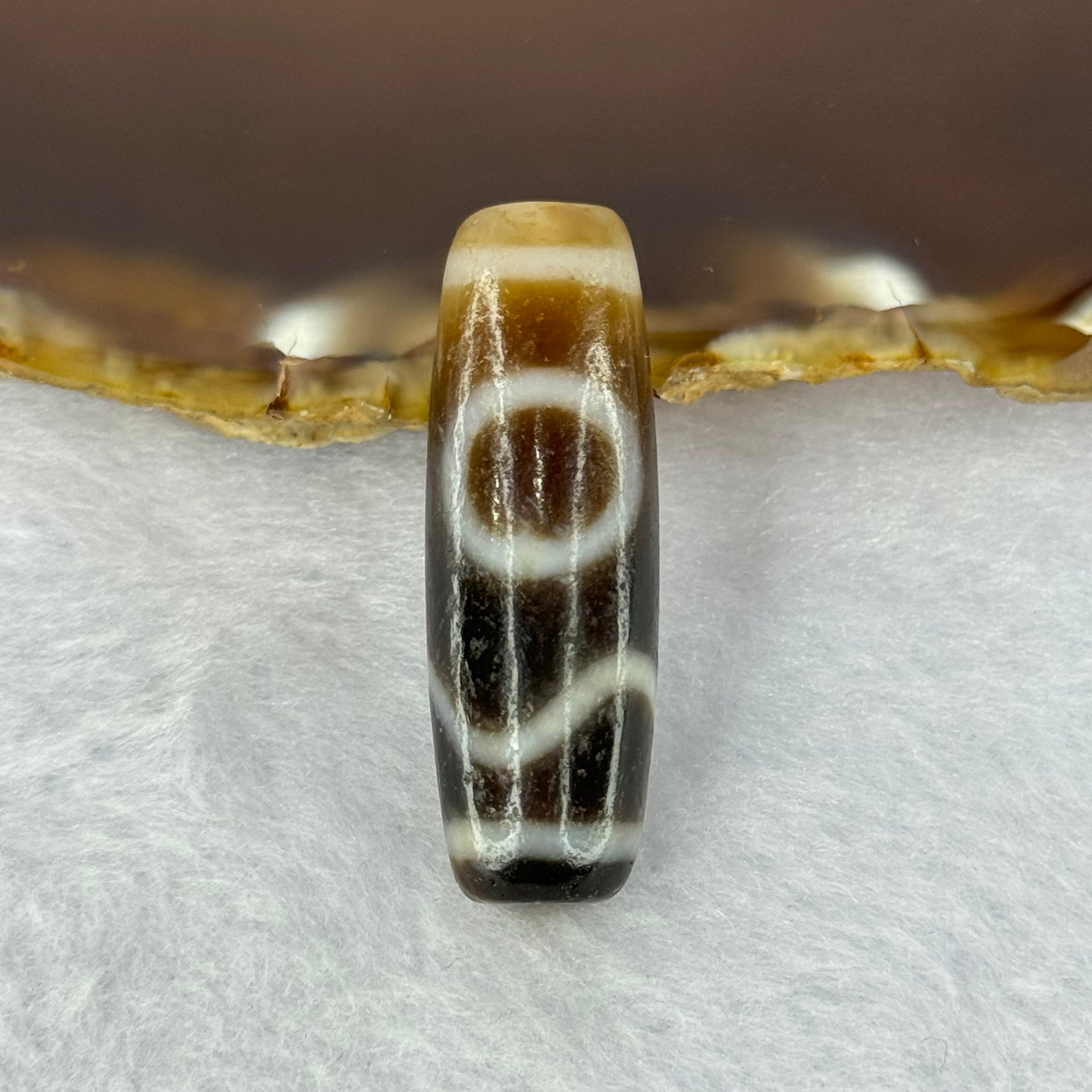 Natural Powerful Tibetan Old Oily Agate Sky Door Serenity 1 Eye Dzi Bead Heavenly Master (Tian Zhu) 一眼天诛 9.79g 37.6 by 12.8mm - Huangs Jadeite and Jewelry Pte Ltd