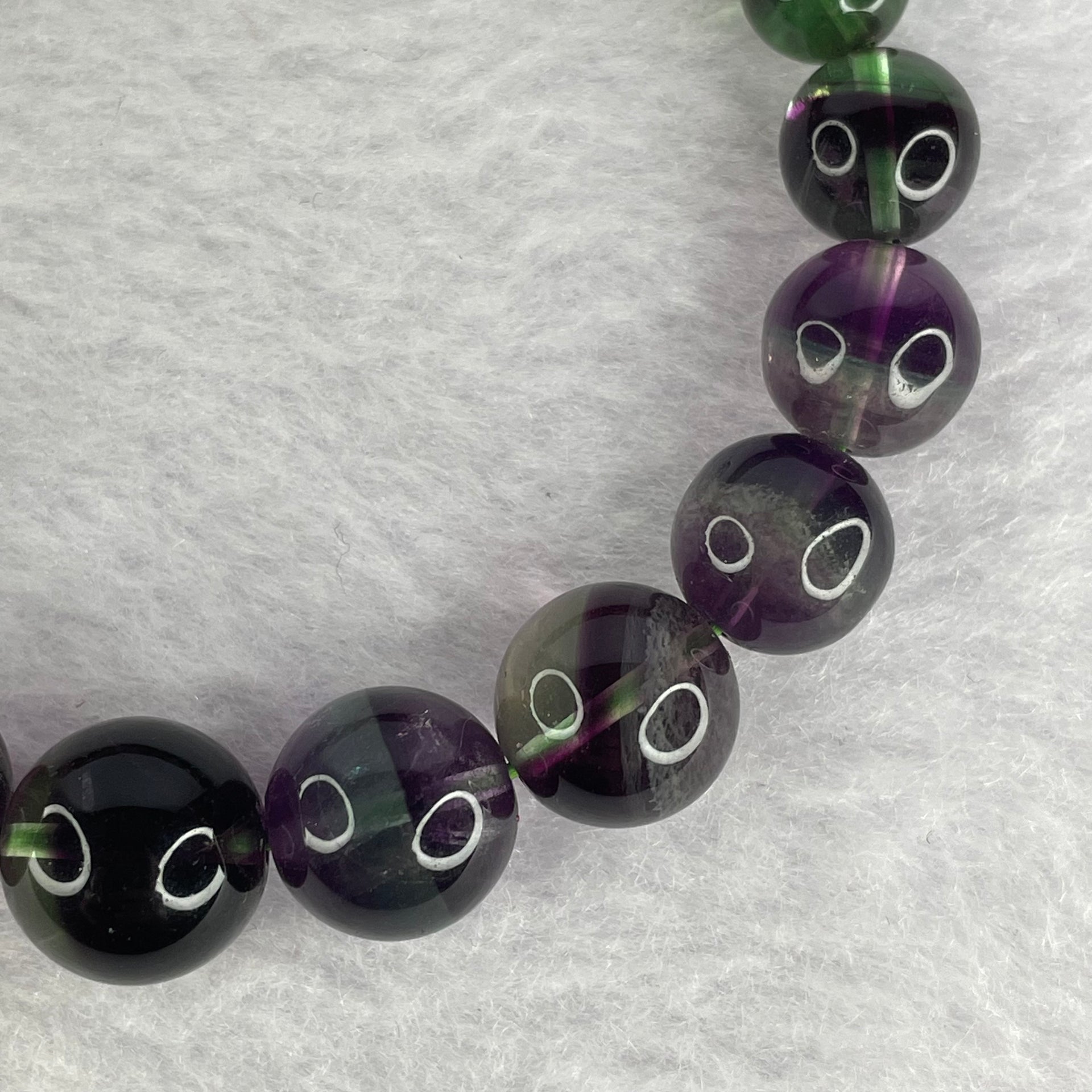 Natural Intense Deep Purple and Green Fluorite 21 Beads 12.4mm 32.70g - Huangs Jadeite and Jewelry Pte Ltd