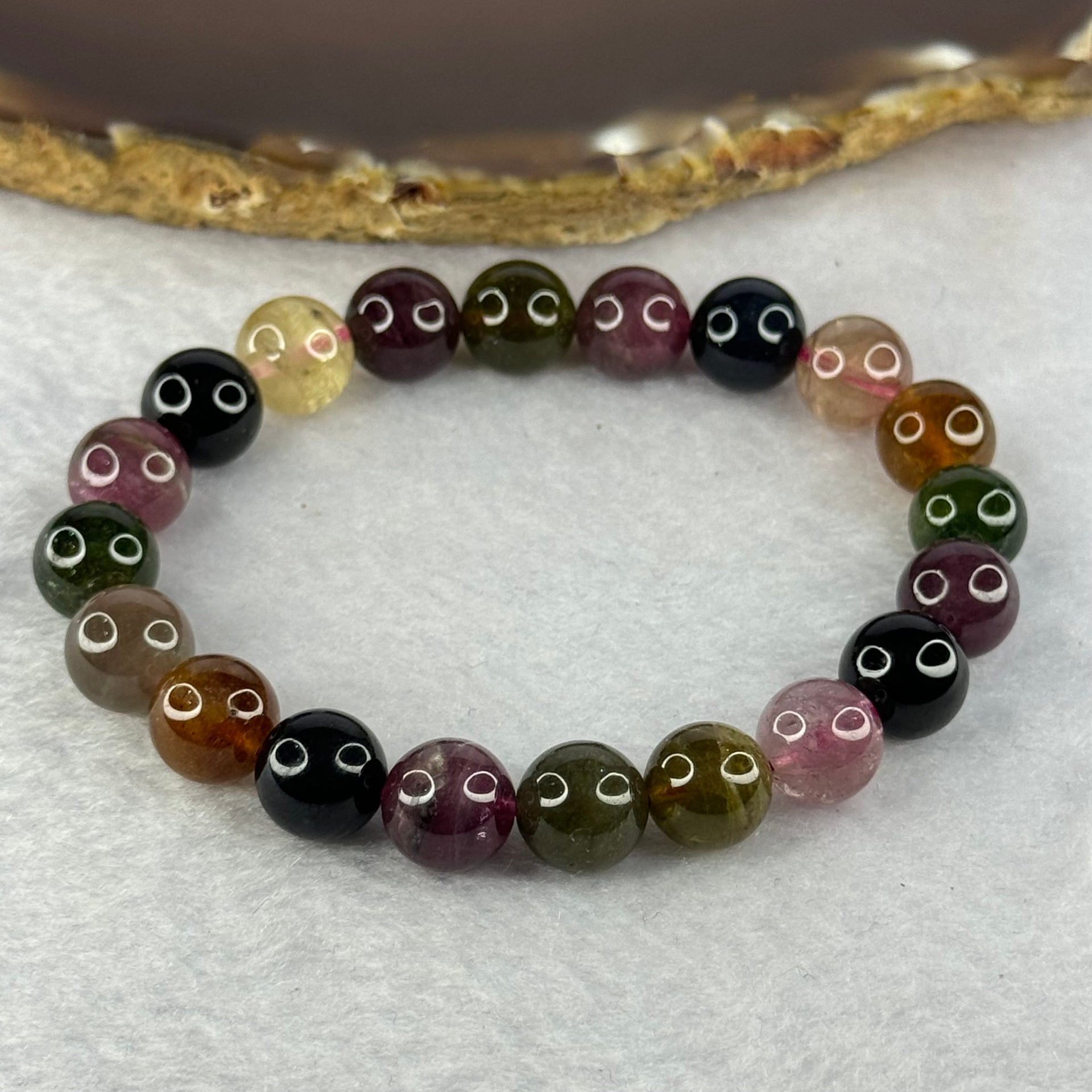 Good Grade Natural Tourmaline Beads Bracelet 好的天然碧玺珠手链 29.16g 16.5cm 9.8mm 20 Beads - Huangs Jadeite and Jewelry Pte Ltd