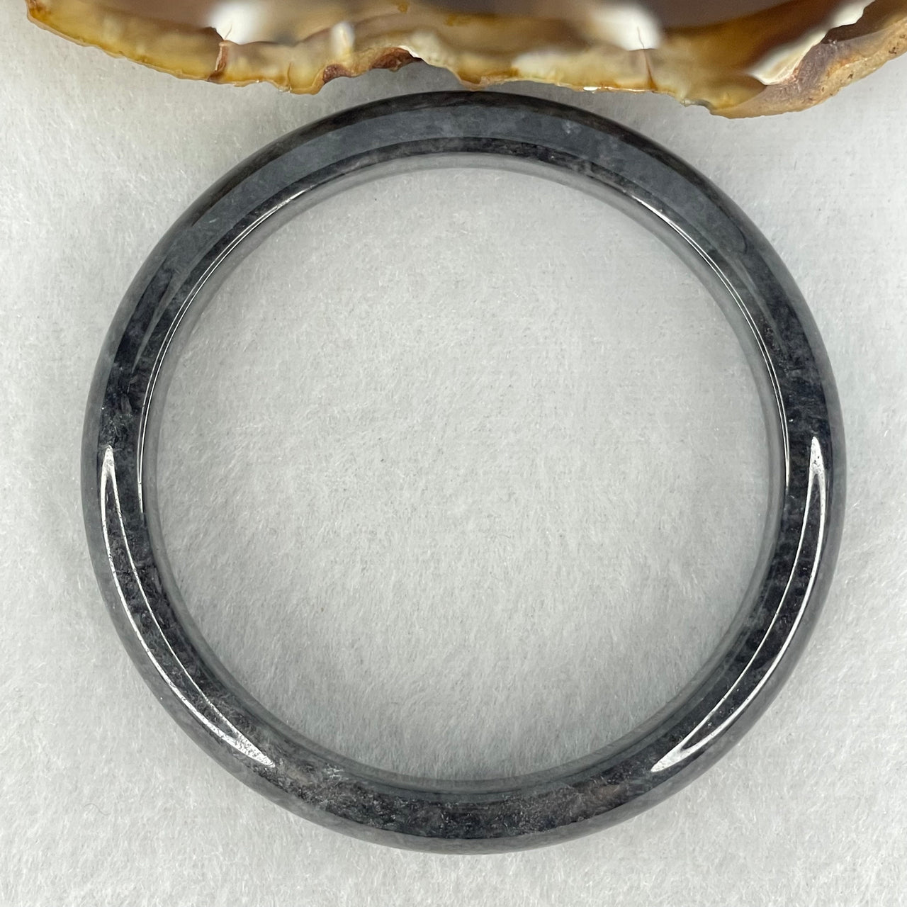 Type A Wuji Grey Black Jadeite Bangle Internal Diameter 52.0mm 32.69g 11.2 by 6.5mm (Very Slight Fine Internal Lines)