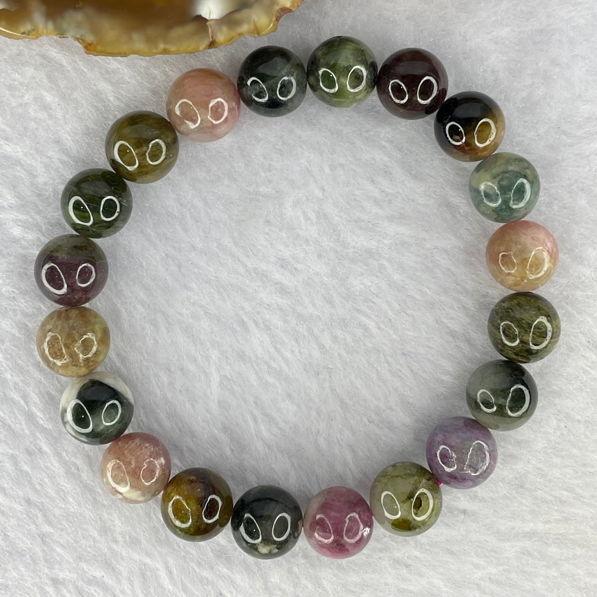 Natural Multi-Colour Tourmaline Gemstone Bracelet 27.98g 10.0 mm 20 Beads - Huangs Jadeite and Jewelry Pte Ltd