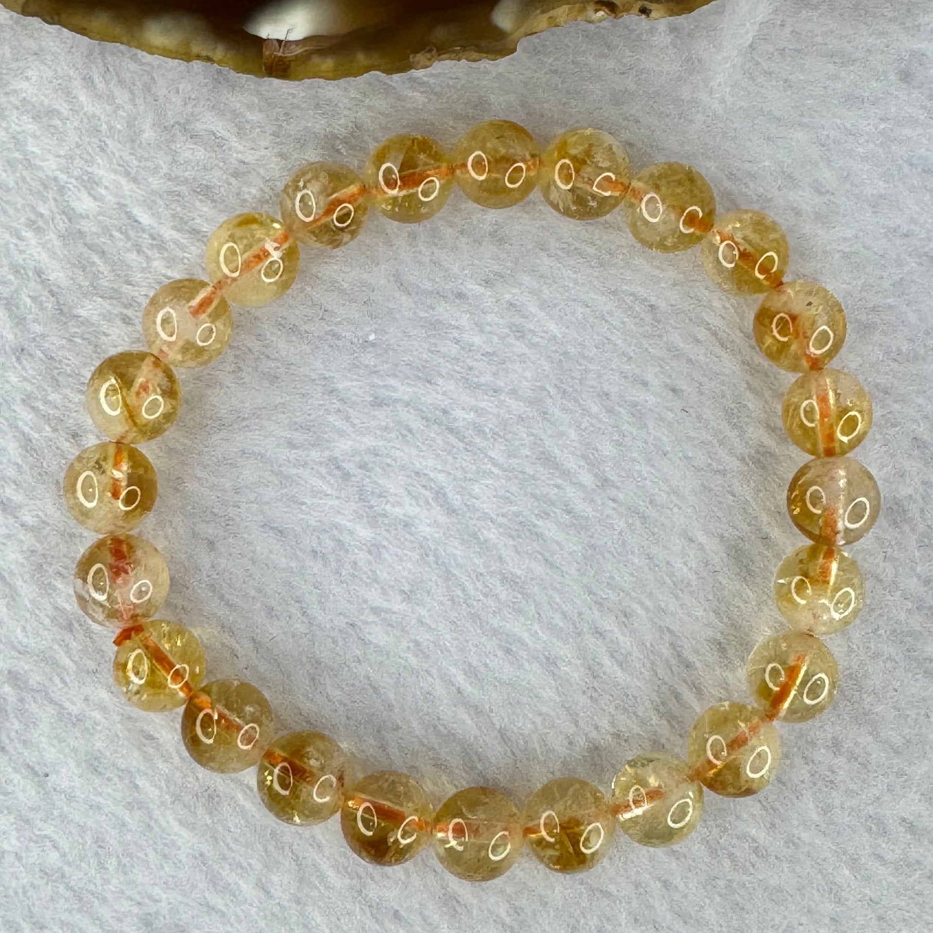 Natural Mountain Yellow Pyramid citrine bracelet 金字塔黄水晶手牌 15.13g 15cm 7.7mm 24 Beads - Huangs Jadeite and Jewelry Pte Ltd