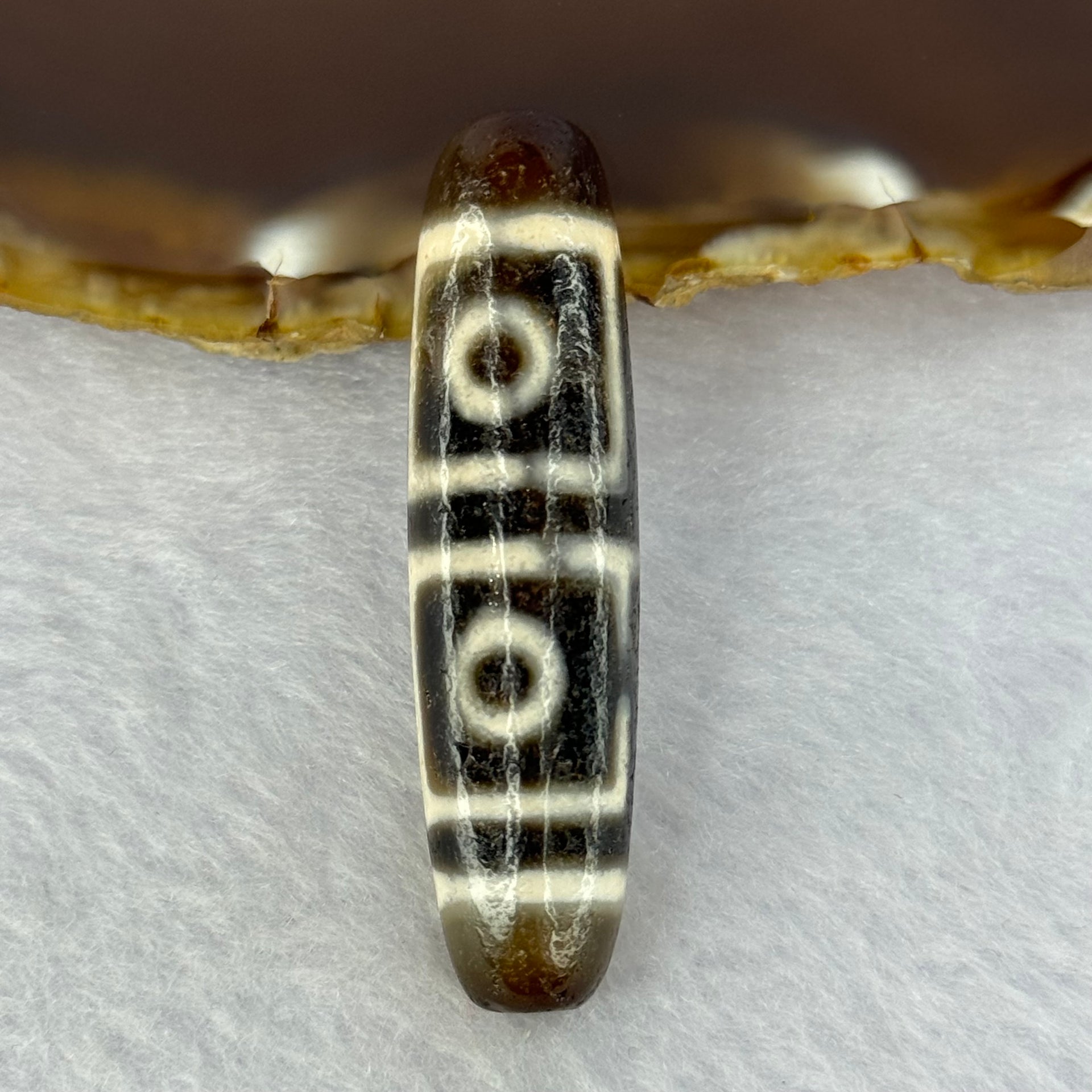 Natural Powerful Tibetan Old Oily Agate 4 Eyes Dzi Bead Heavenly Master (Tian Zhu) 四眼天诛 10.99g 47.4 by 12.2mm - Huangs Jadeite and Jewelry Pte Ltd