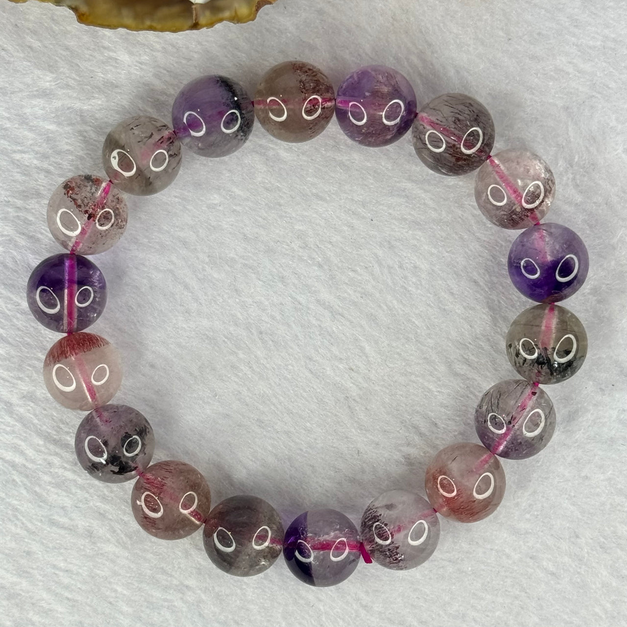 Above Average Grade Natural Super 7 Crystal Beads Bracelet 天然超级七水晶珠手链 39.31g 18cm 11.9mm 18 Beads - Huangs Jadeite and Jewelry Pte Ltd