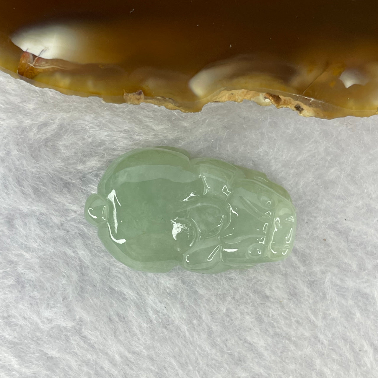 Type A Jelly Light Green Jadeite Pixiu Pendent A货浅绿色翡翠貔貅牌 7.36g 24.7 by 15.5 by 9.6 mm - Huangs Jadeite and Jewelry Pte Ltd