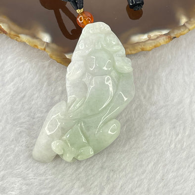 Type A Green and Lavender Jadeite Pixiu Pendant 48.02g 52.5 by 26.6 by 16.1mm