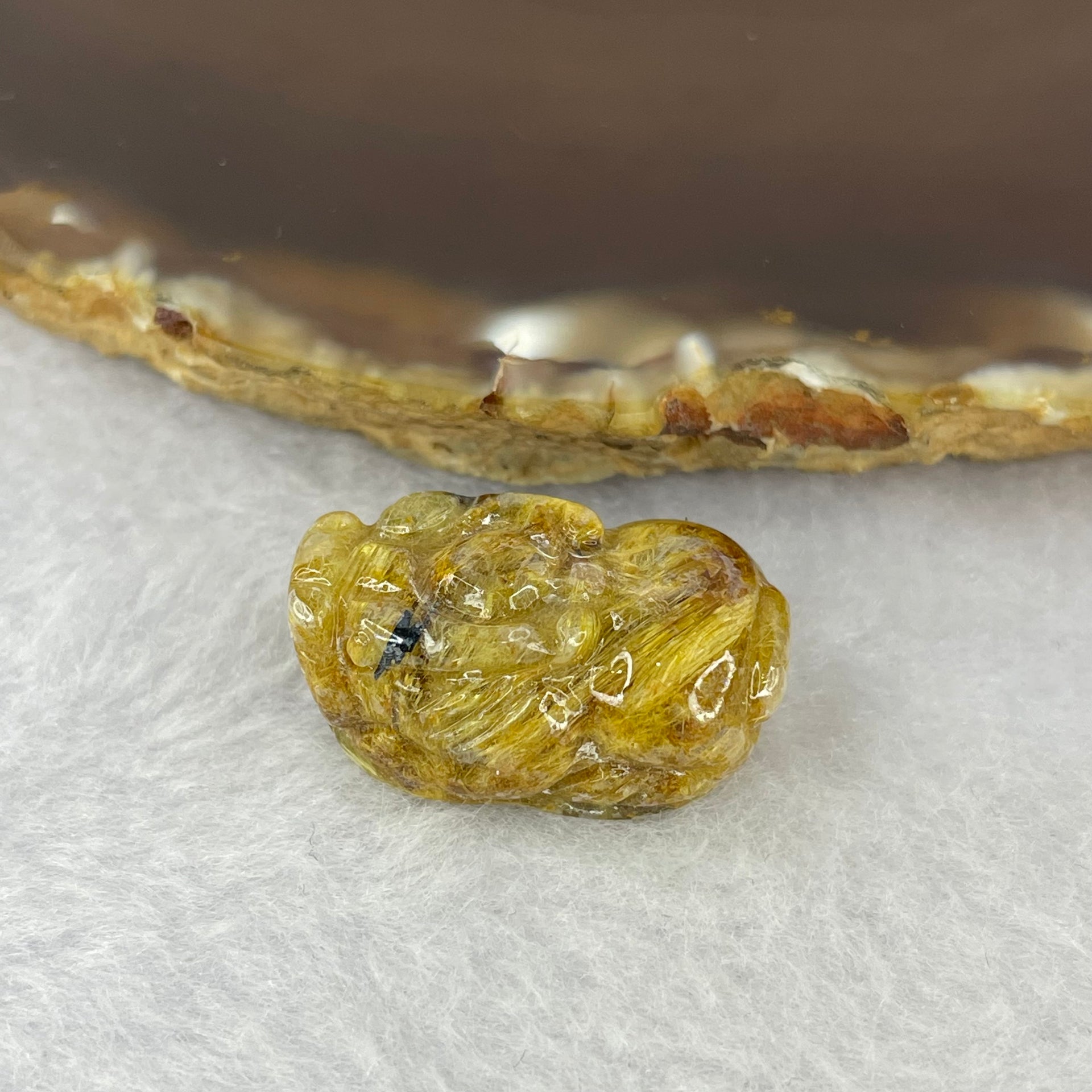 Above Average Grade Natural Golden Rutilated Quartz Pixiu Charm for Bracelet 天然金发水晶貔貅 7.82g 24.5 by 16.7 by 11.3mm - Huangs Jadeite and Jewelry Pte Ltd