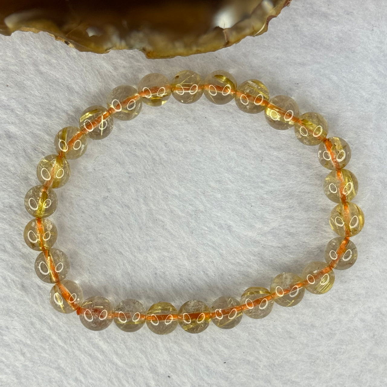 Natural Golden Rutilated Quartz Beads 天然金发水晶手链 12.71g 15cm 7.4mm 26 Beads - Huangs Jadeite and Jewelry Pte Ltd