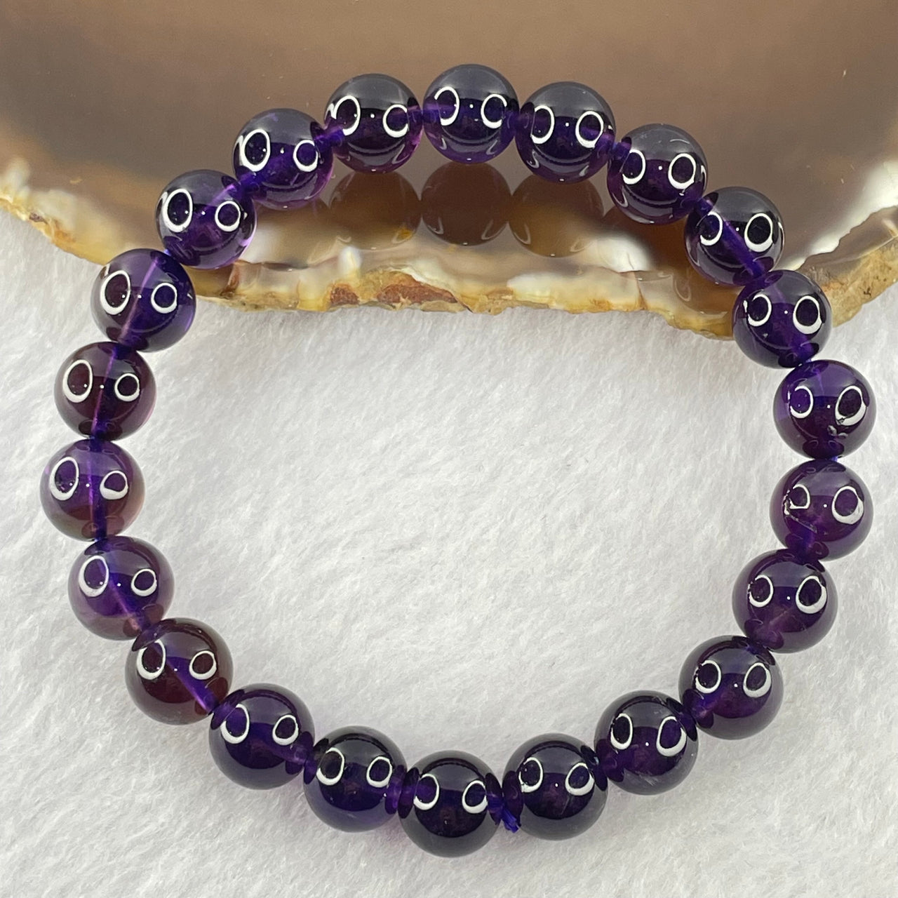 Good Grade Natural Amethyst Bracelet 19.66g 15.5cm 8.9mm 22 Beads